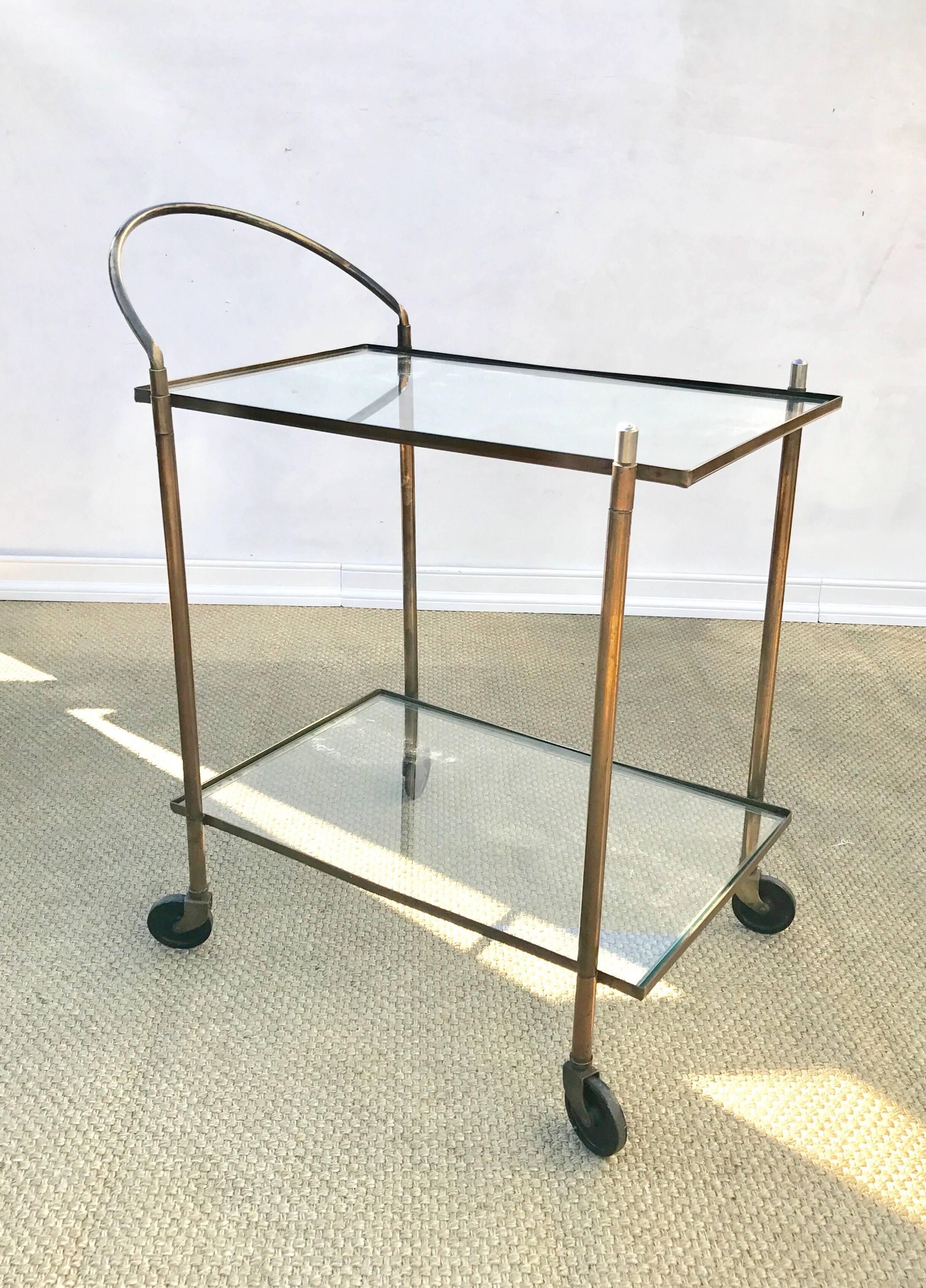 20th Century Vintage Brass Copper Bar Cart For Sale