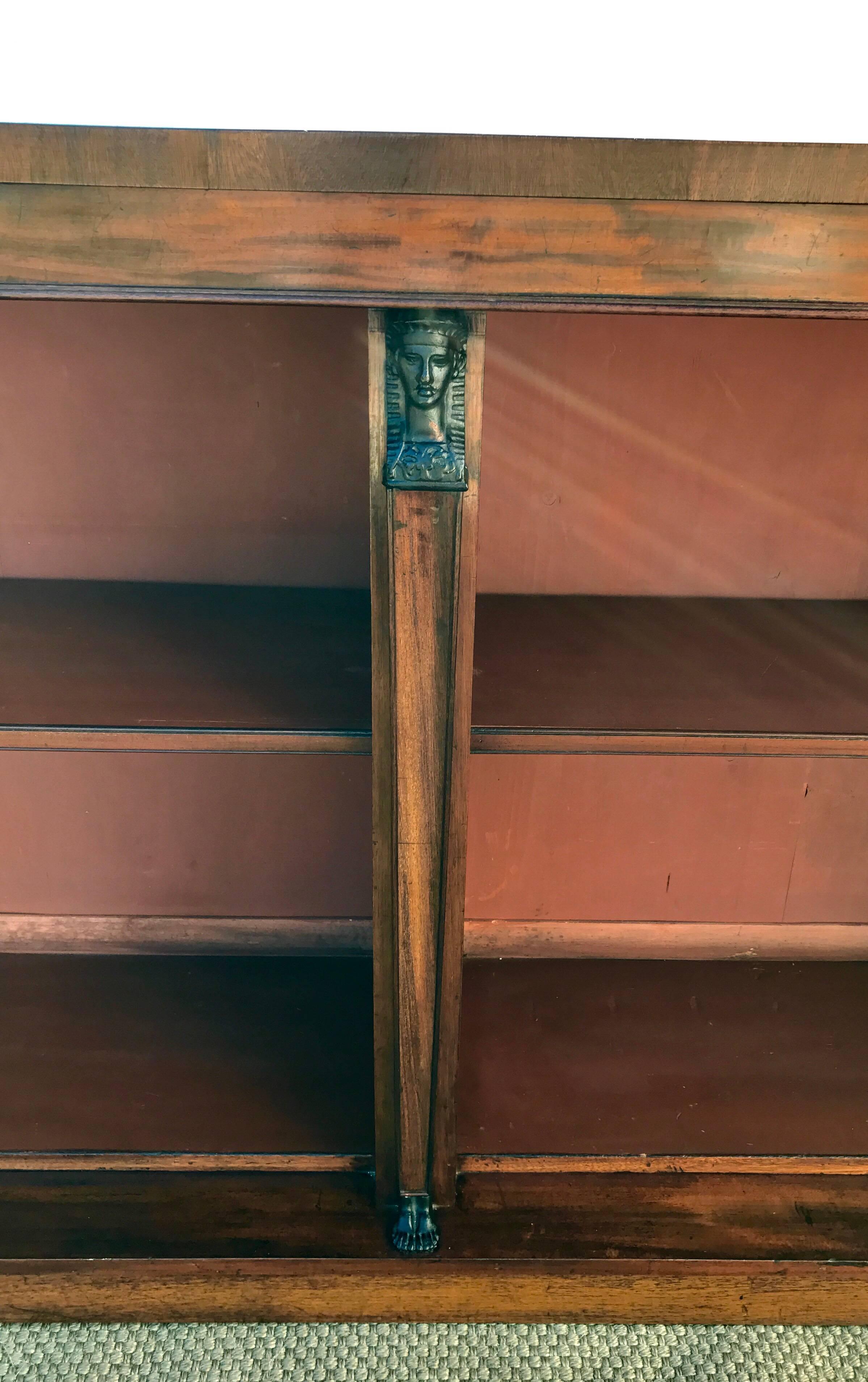 19th Century English Egyptian Revival Bookcases of Mahogany, Pair In Good Condition In Charlottesville, VA