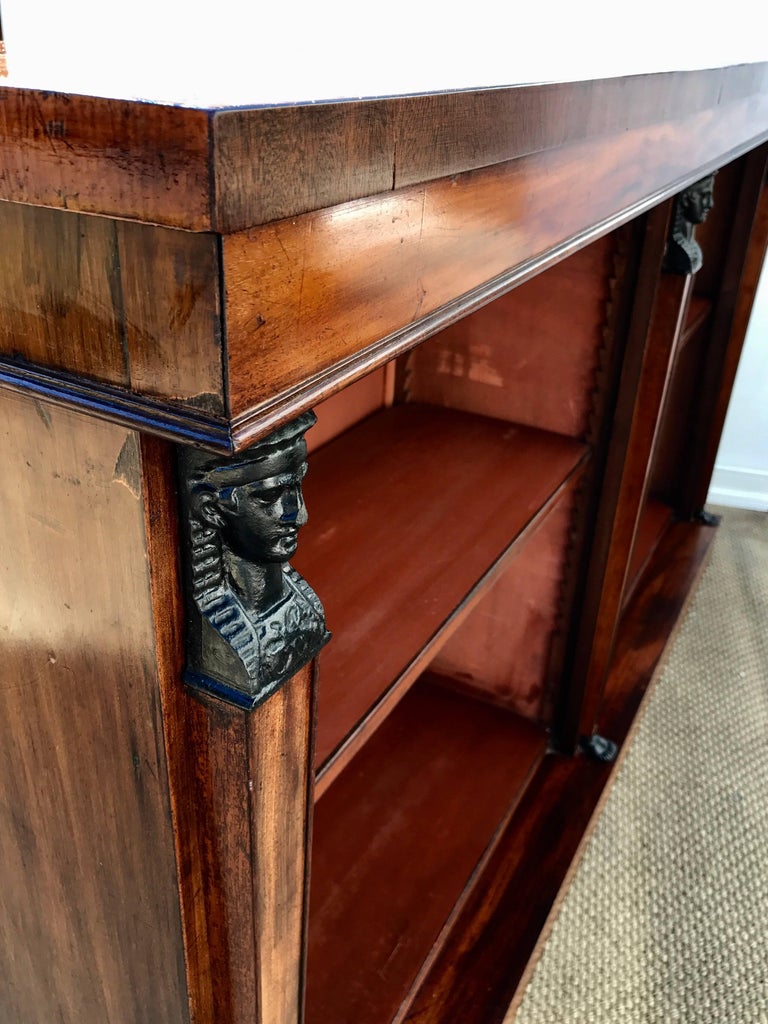 19th Century English Egyptian Revival Bookcases of Mahogany, Pair at