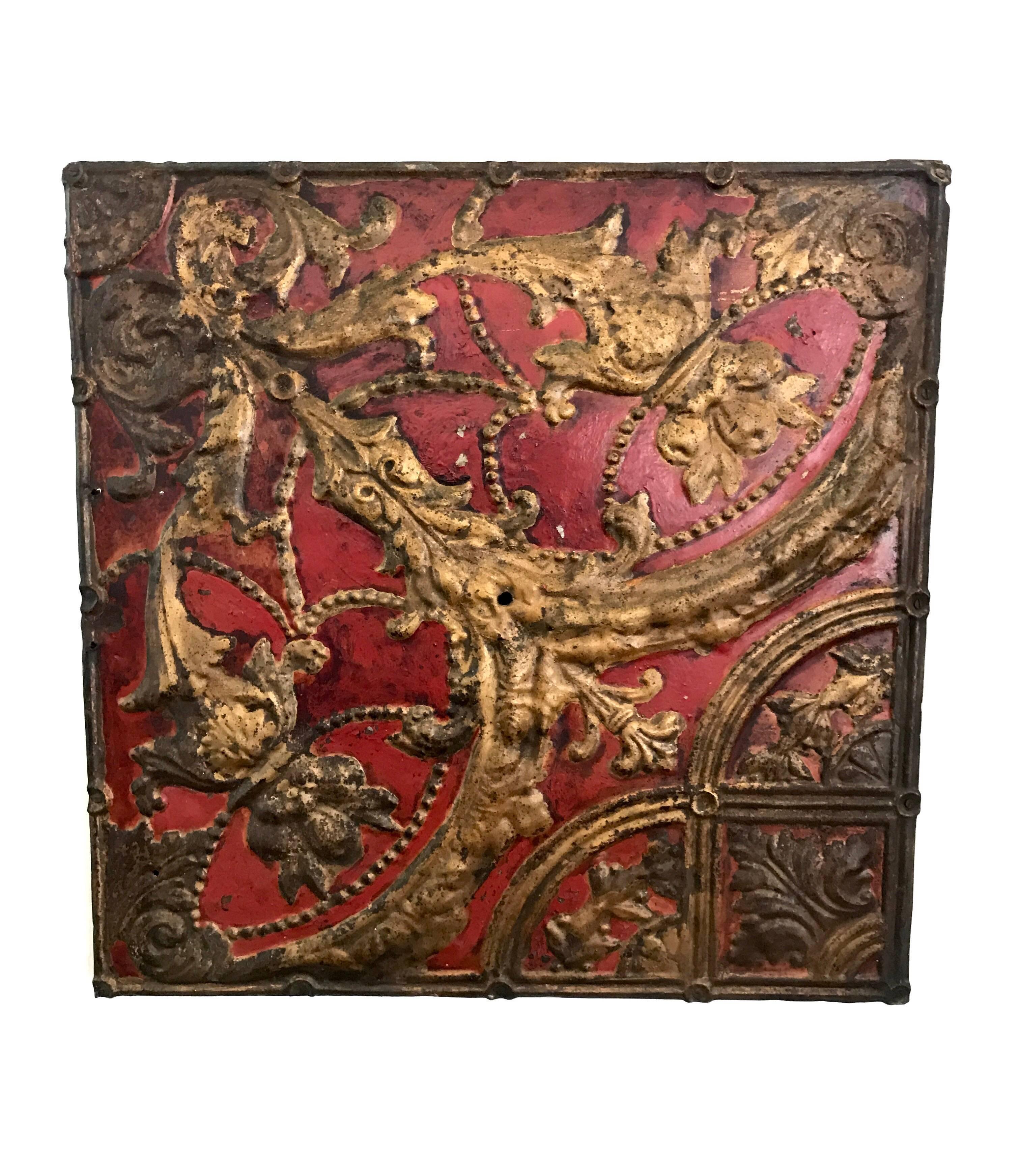 19th Century Antique Ceiling Tile as Decorative Wall Objet