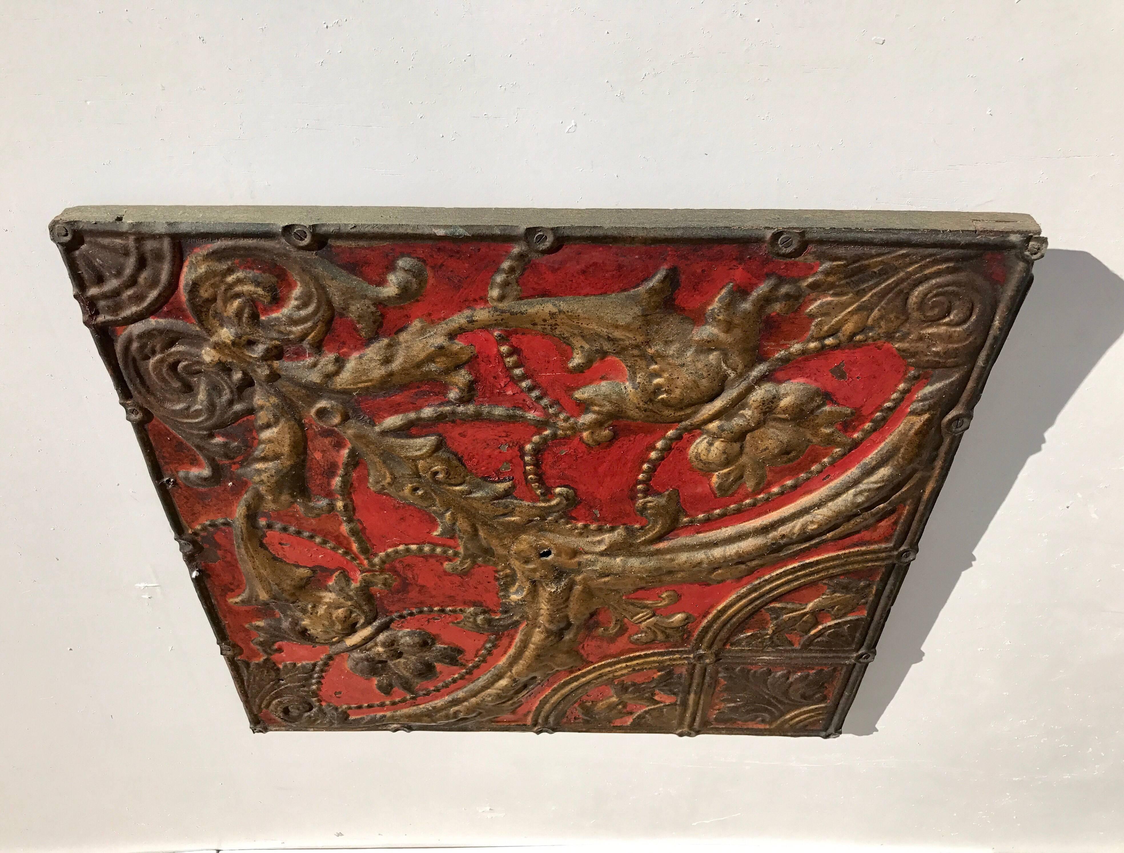 Antique Ceiling Tile as Decorative Wall Objet In Good Condition In Charlottesville, VA