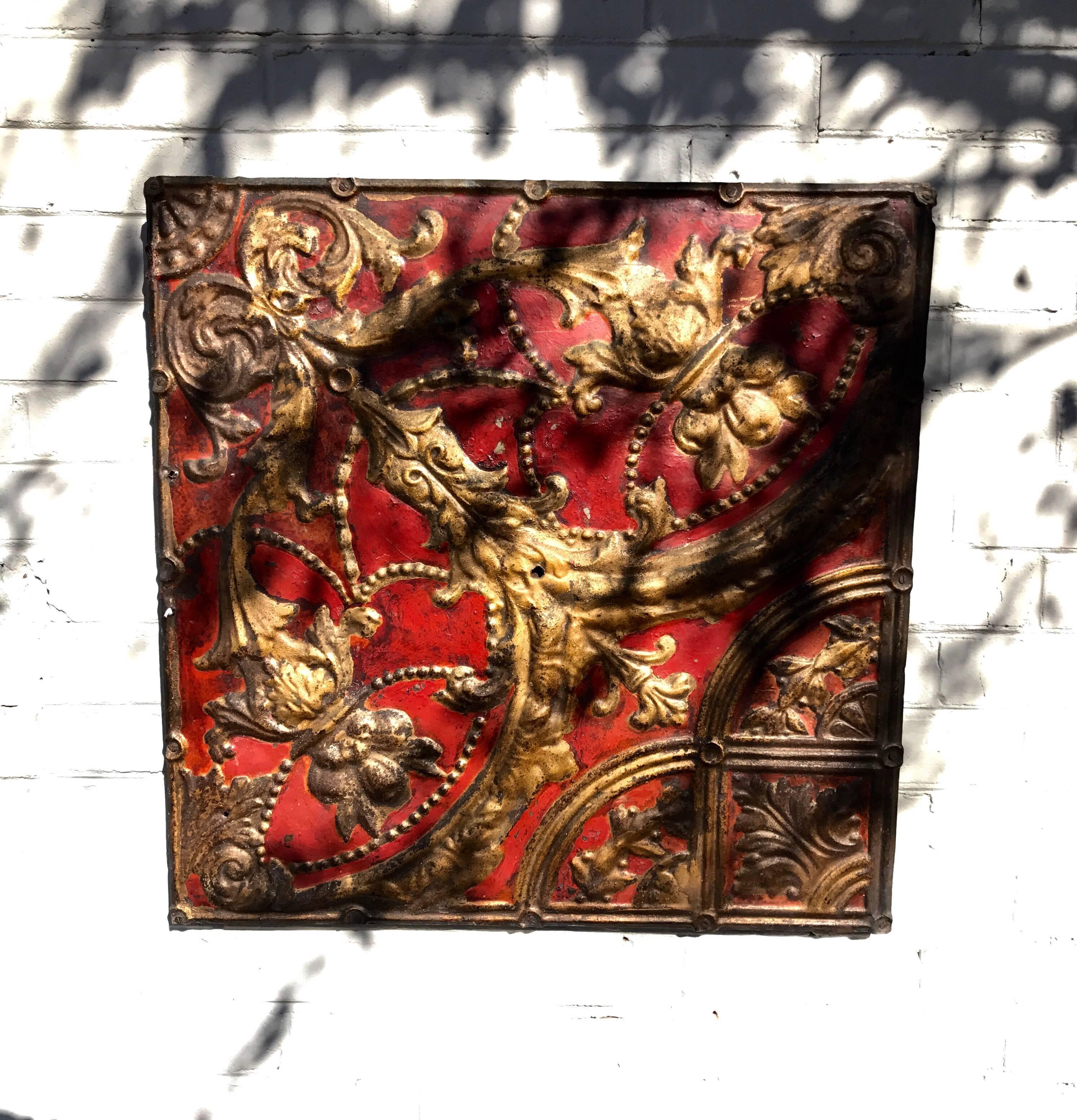 Tin Antique Ceiling Tile as Decorative Wall Objet