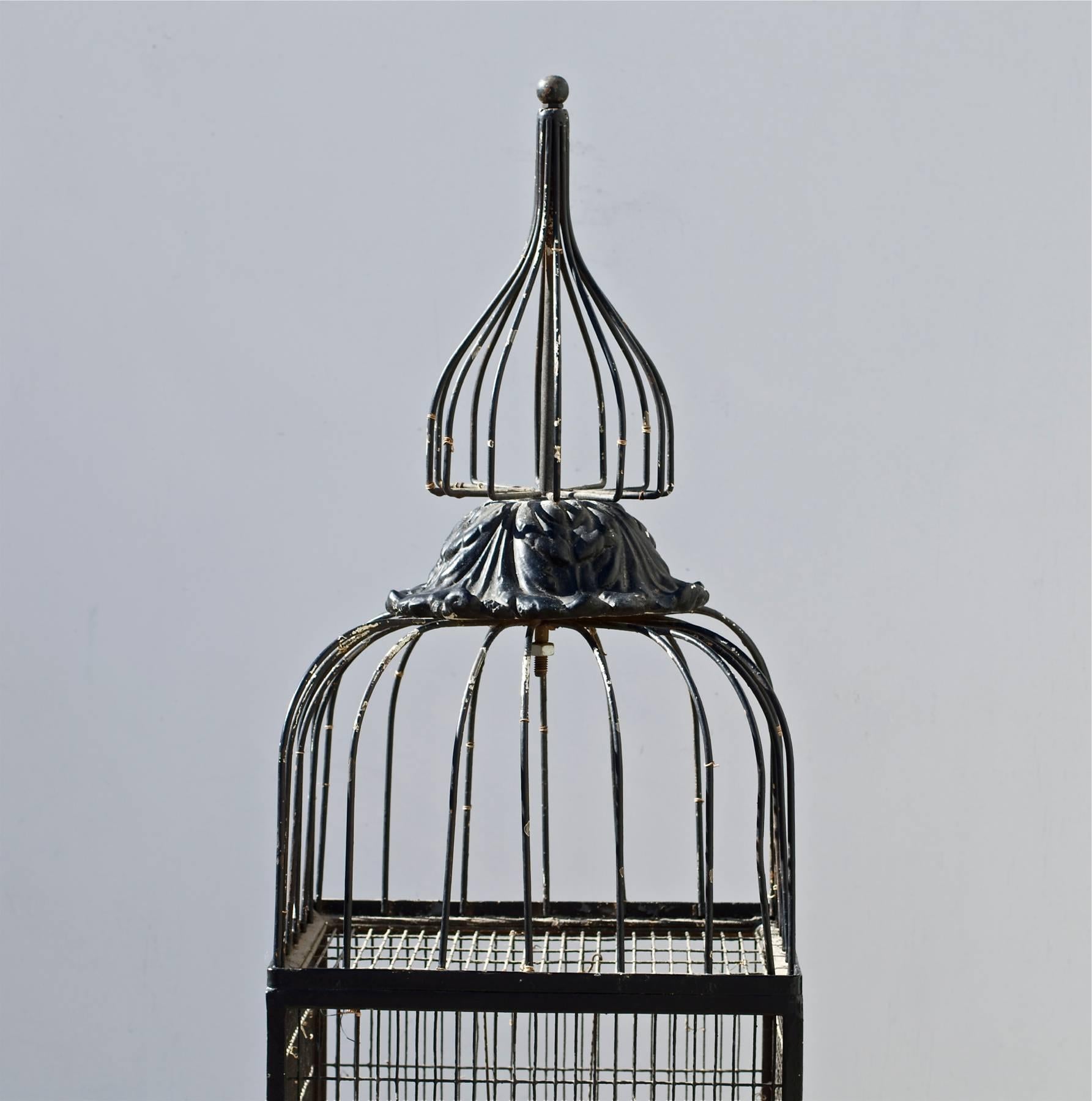 Mid-Century Modern Impressive Bird Cage on Stand in The Manner of Weinberg For Sale