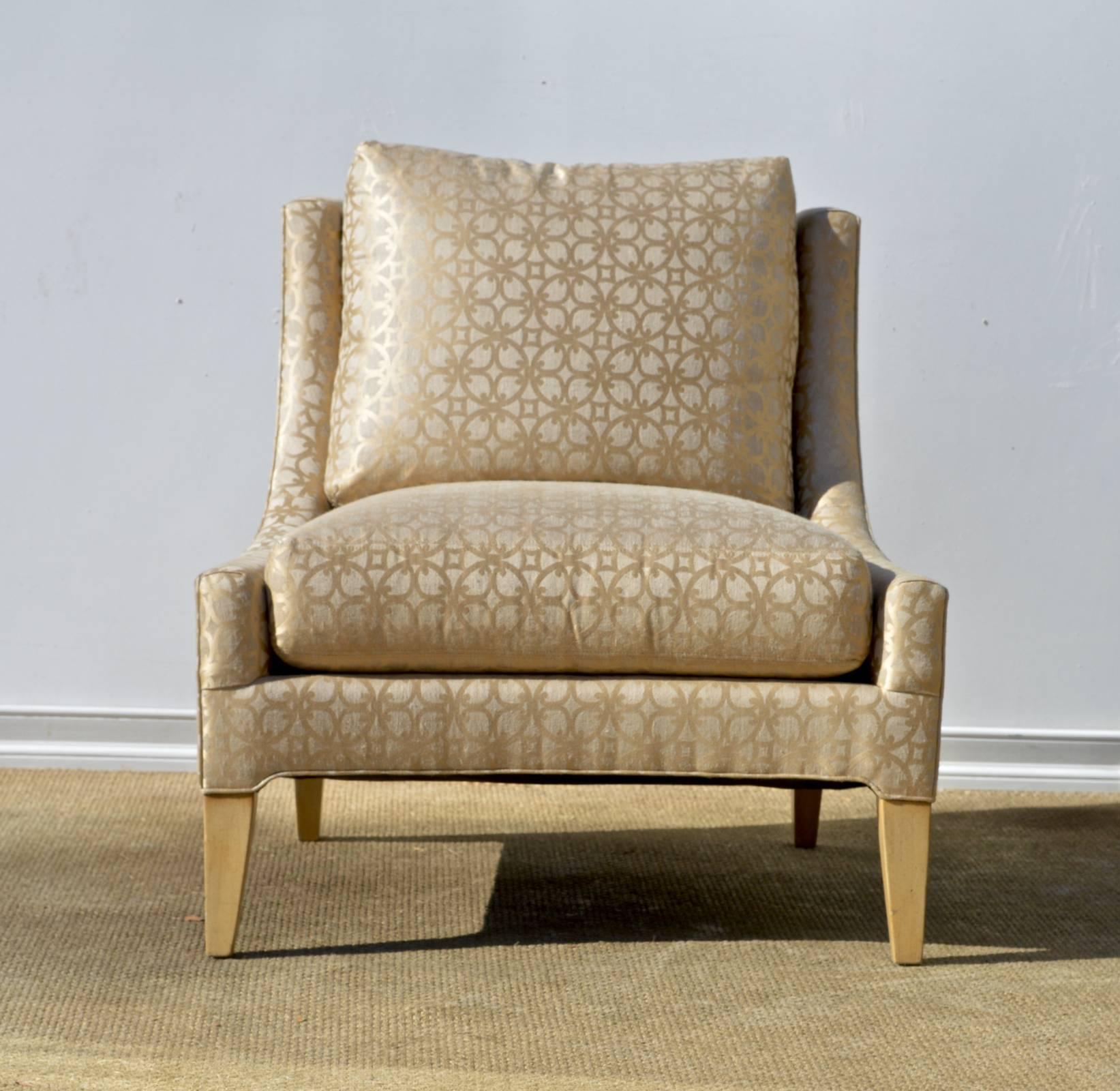 Other Slipper Chairs in Quatrefoil Silk Fabric, a Pair