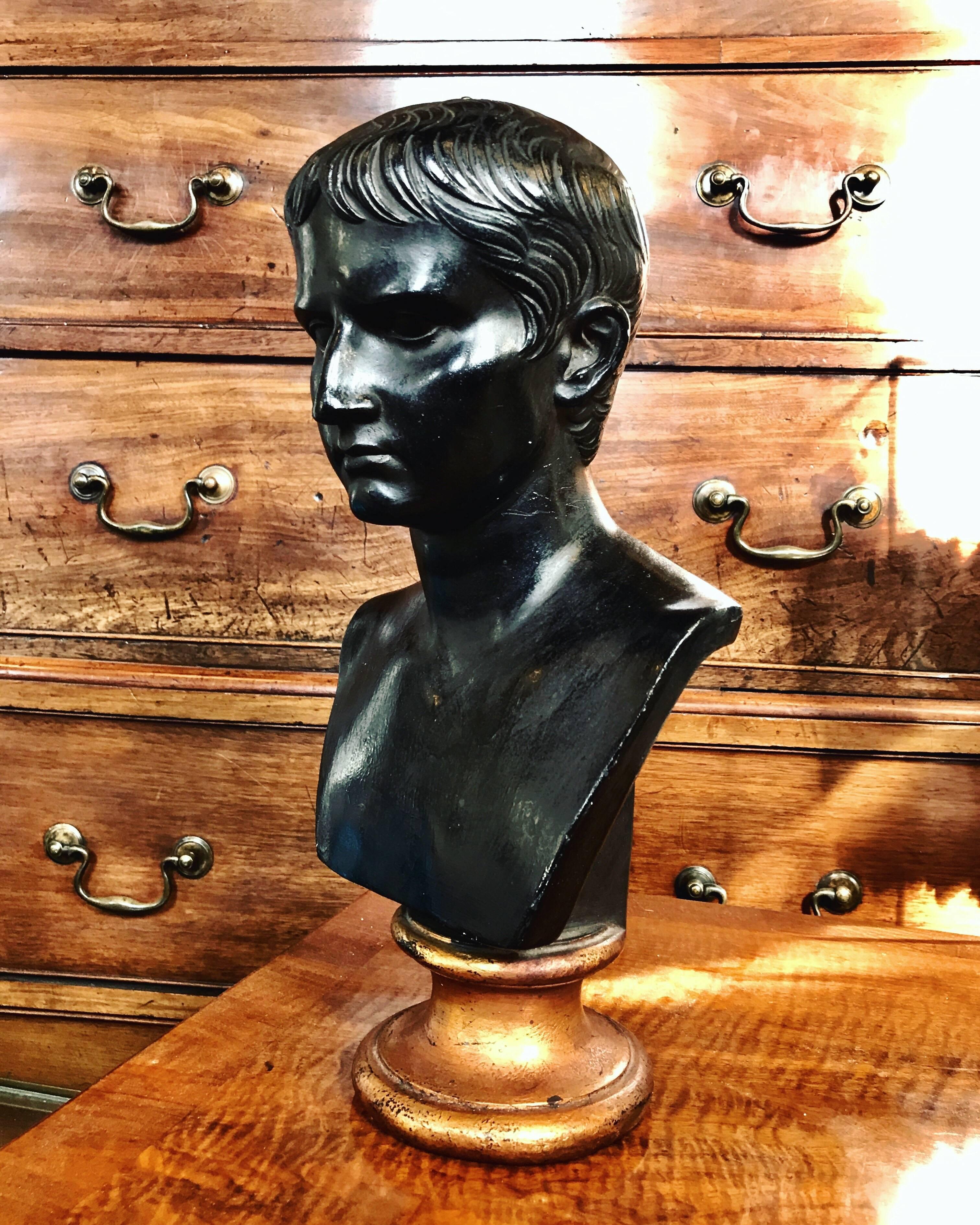 Classical Figural Bust in Black Plaster 2