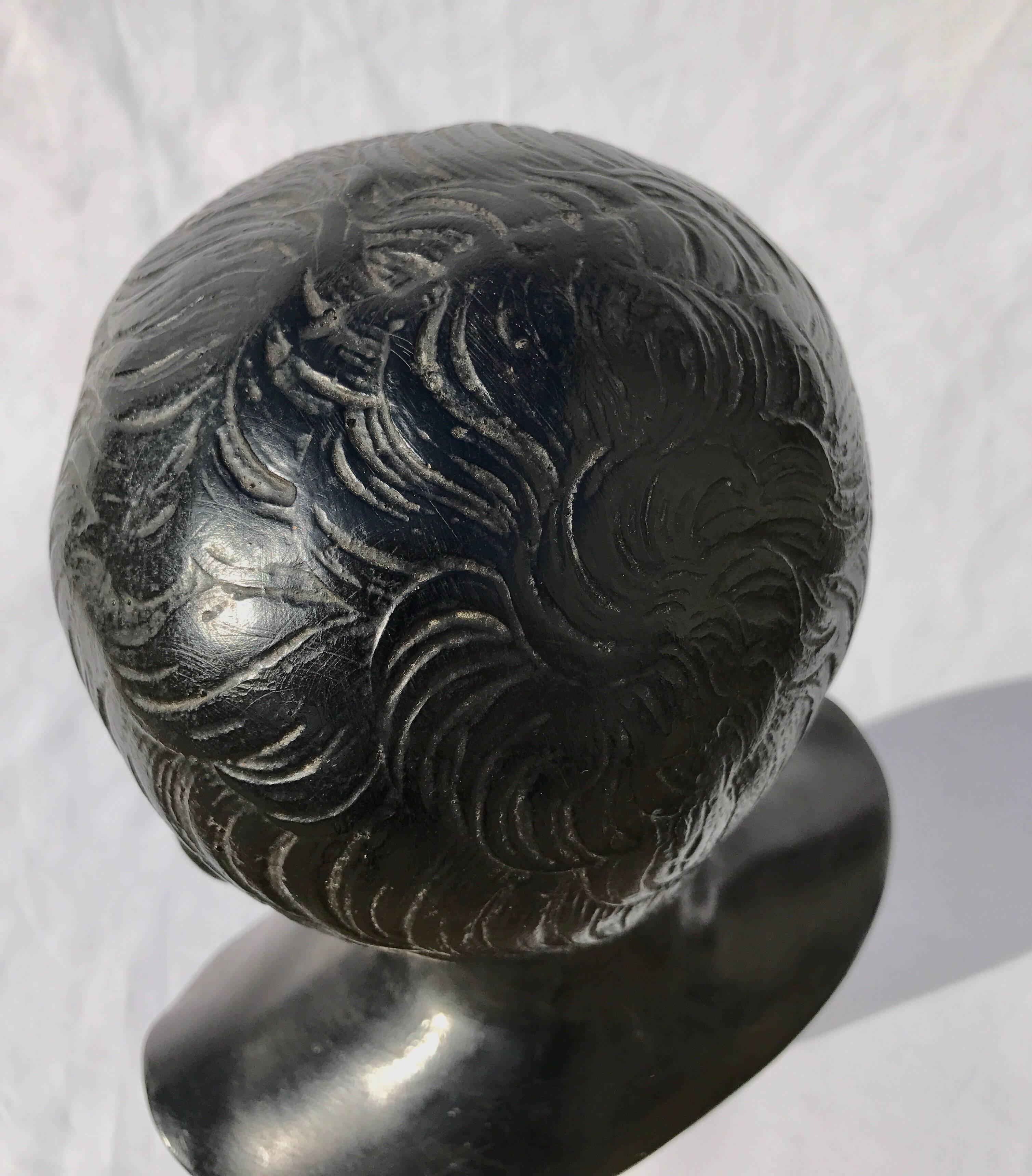 Classical Figural Bust in Black Plaster 1