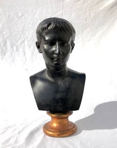 Classical Figural Bust in Black Plaster