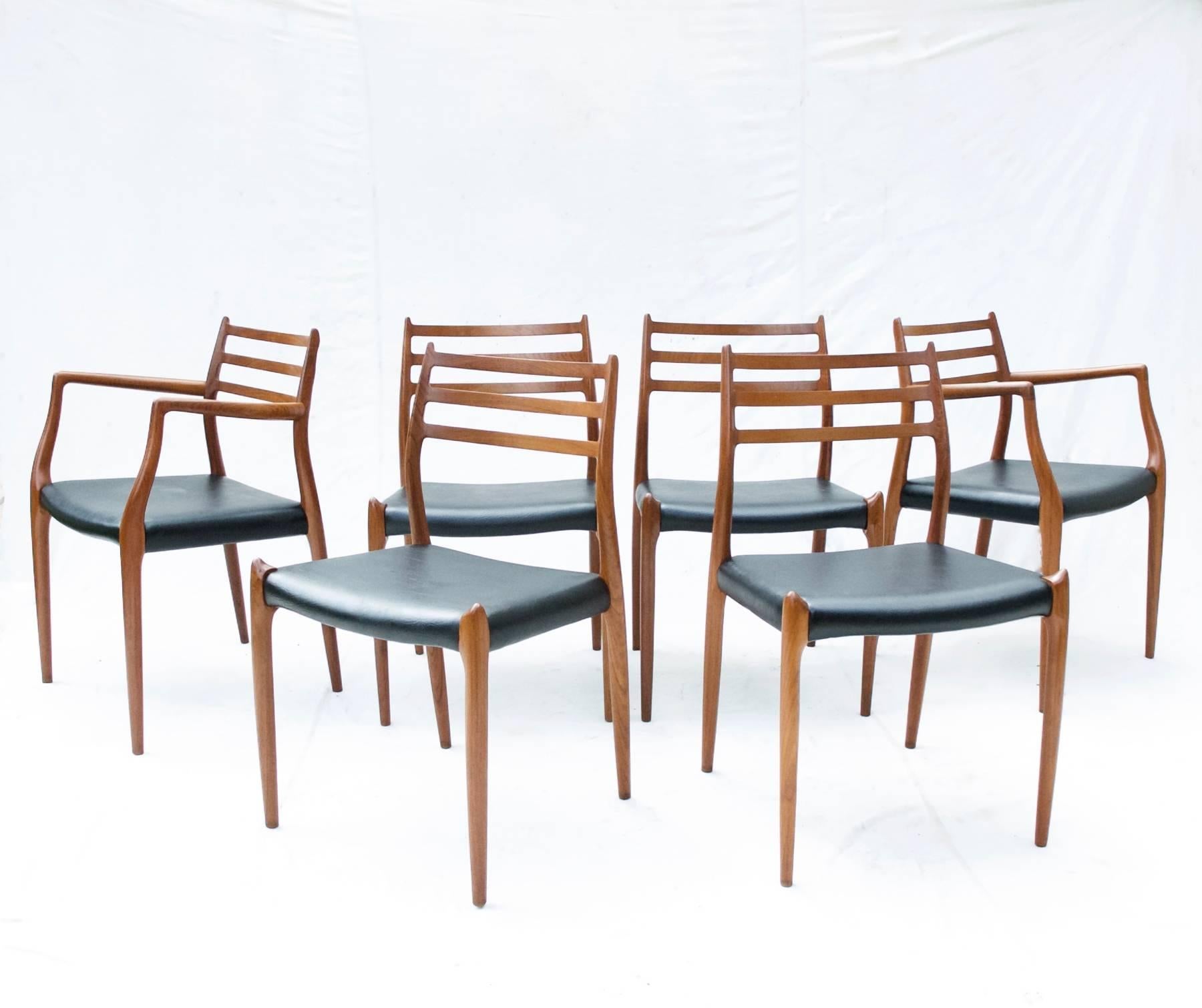 N.O. Moller Model 62 Danish Modern Dining Chairs of Teak, Pair 3