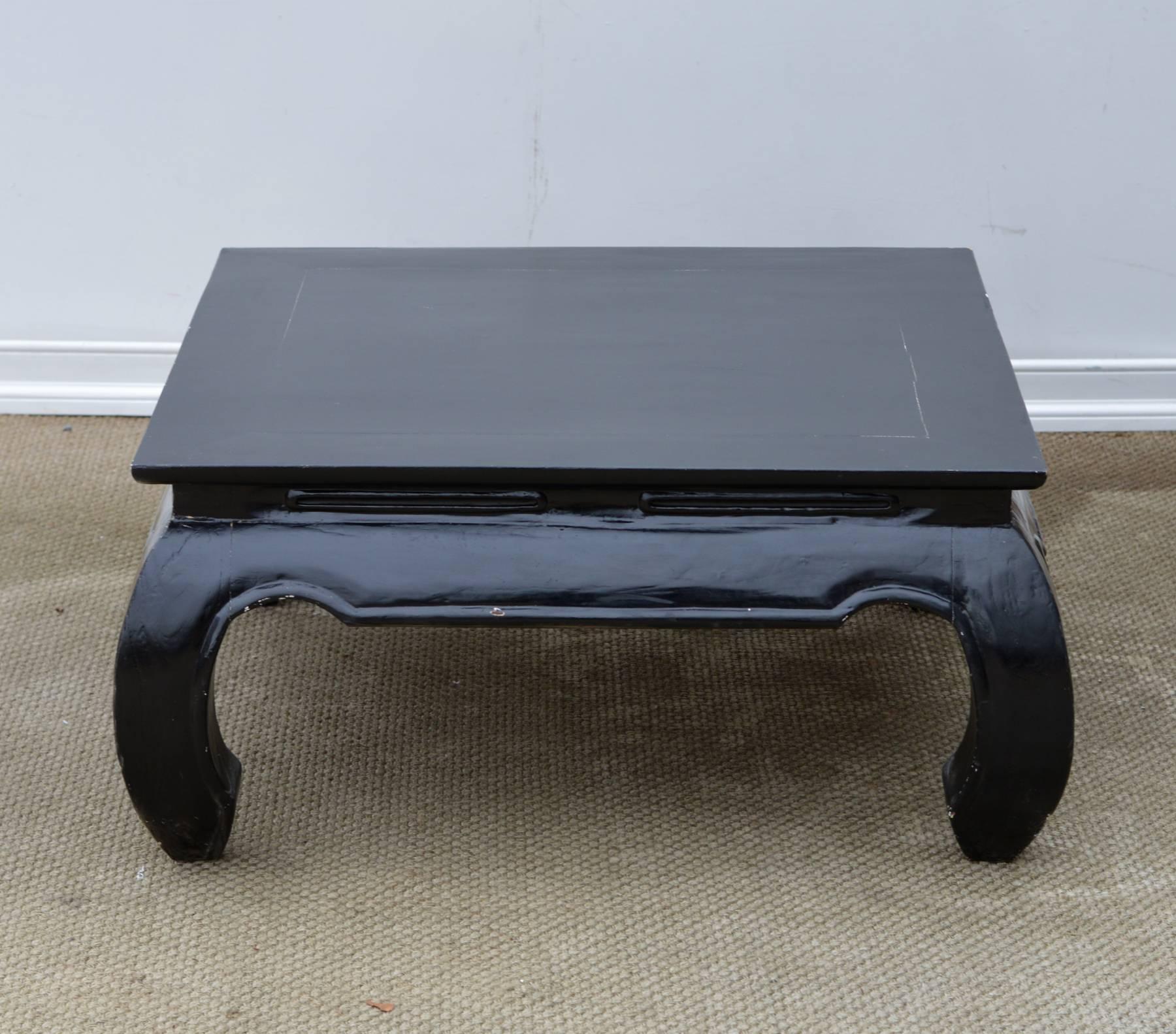 Chinese Square Ming Style Coffee Table with Rustic Ebonized Finish