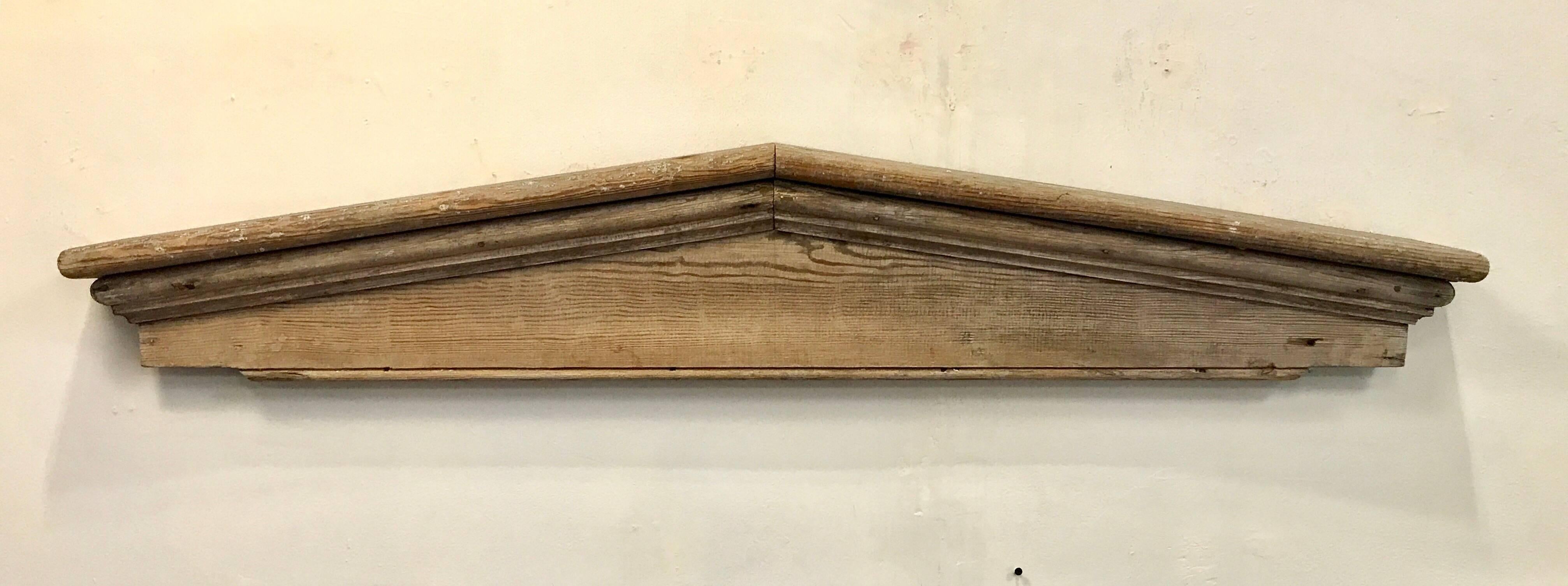 Architectural Pediments of Whitewashed Pine, Pair 1
