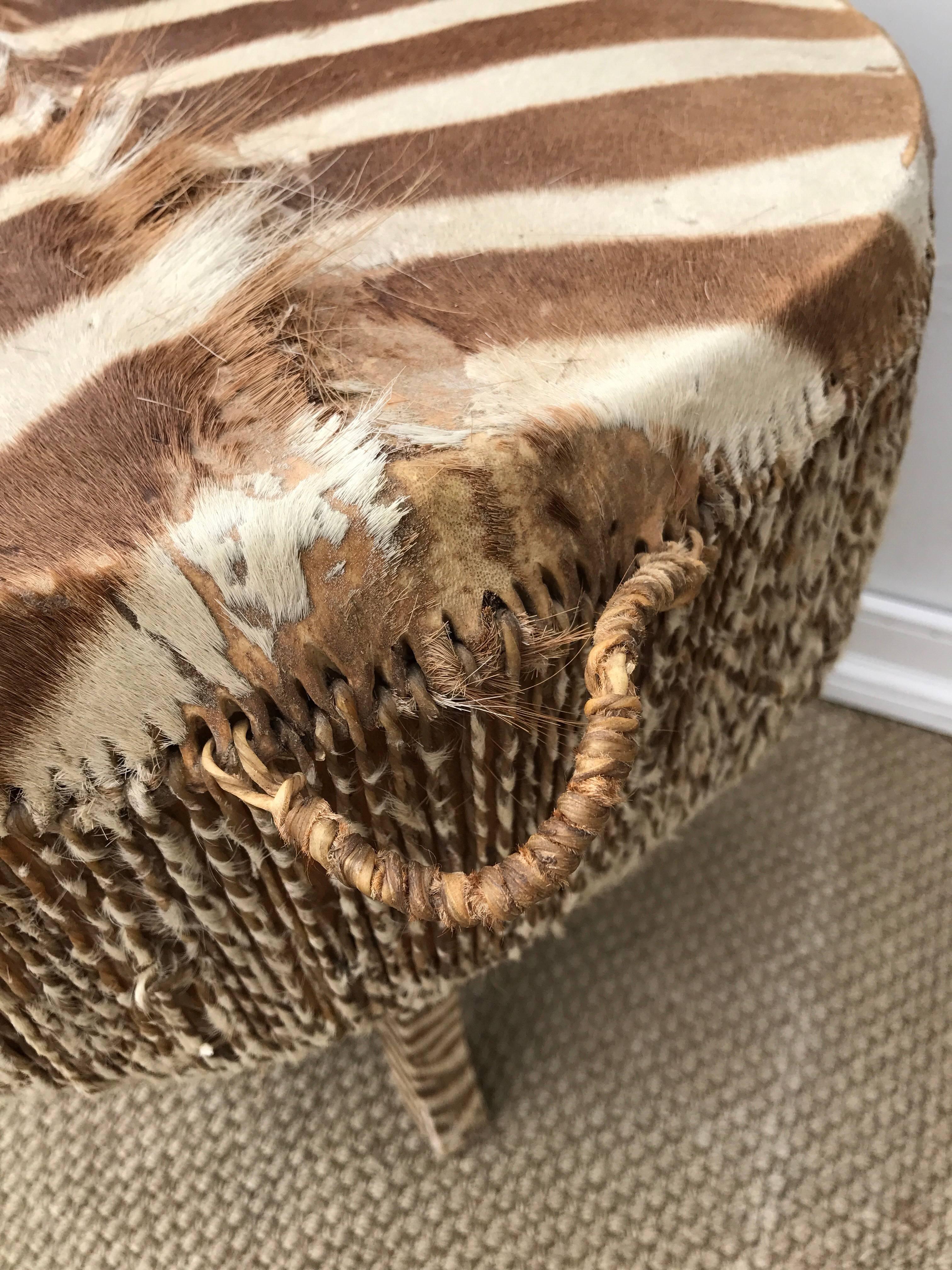 Zebra Hide Side Table in the Bohemian Chic Taste In Good Condition In Charlottesville, VA