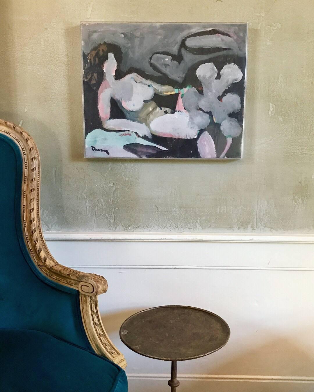 Reclining Nude, Mixed Media Painting on Paper In Lucite Shadowbox Frame For Sale 2