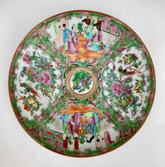 Chinese Export Rose Mandarin Saucer Dish, Mid 20th Century