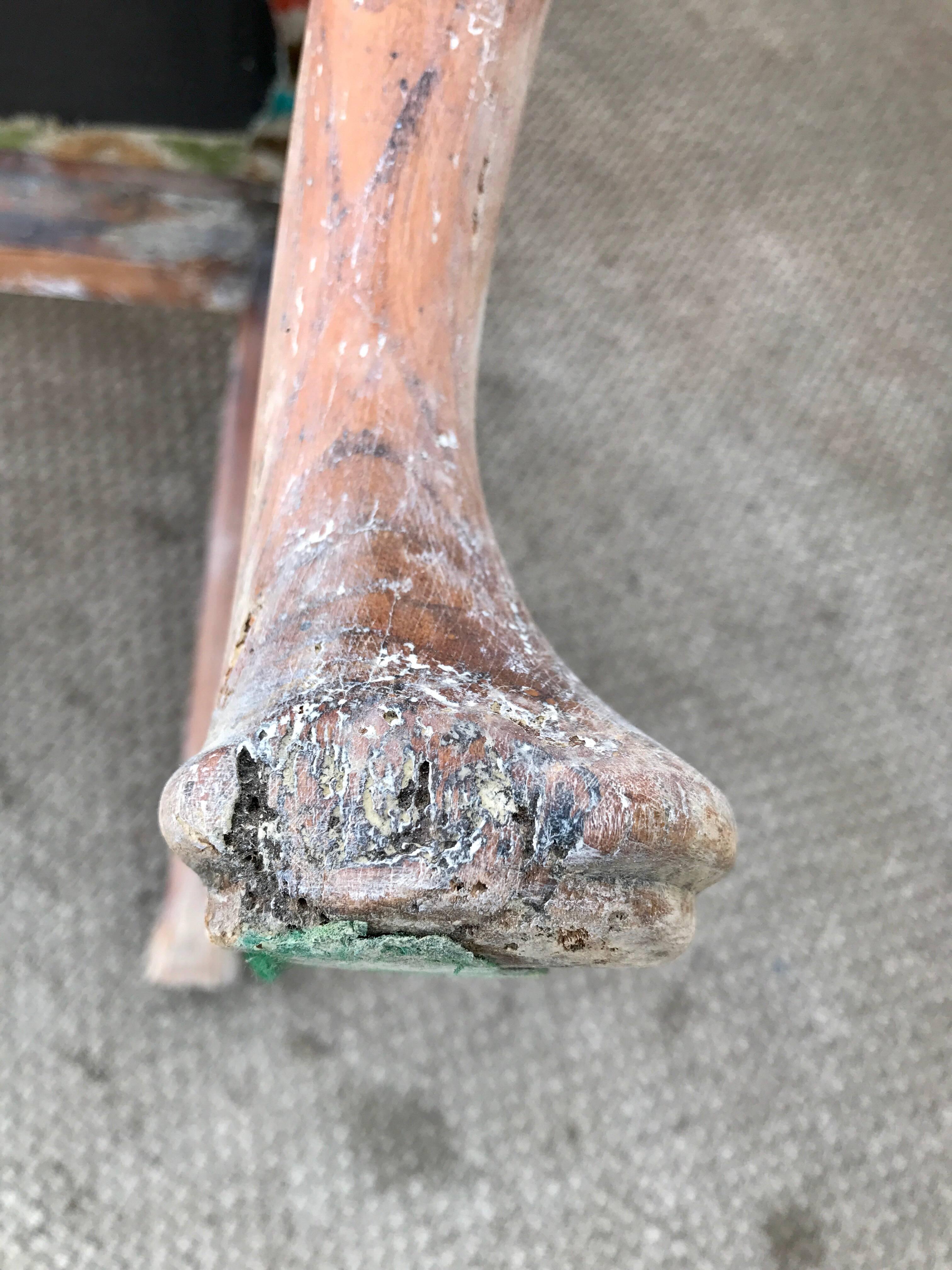 Hand-Carved 18th Century Queen Anne Side Chair Having a Bleached and Pickled Finish