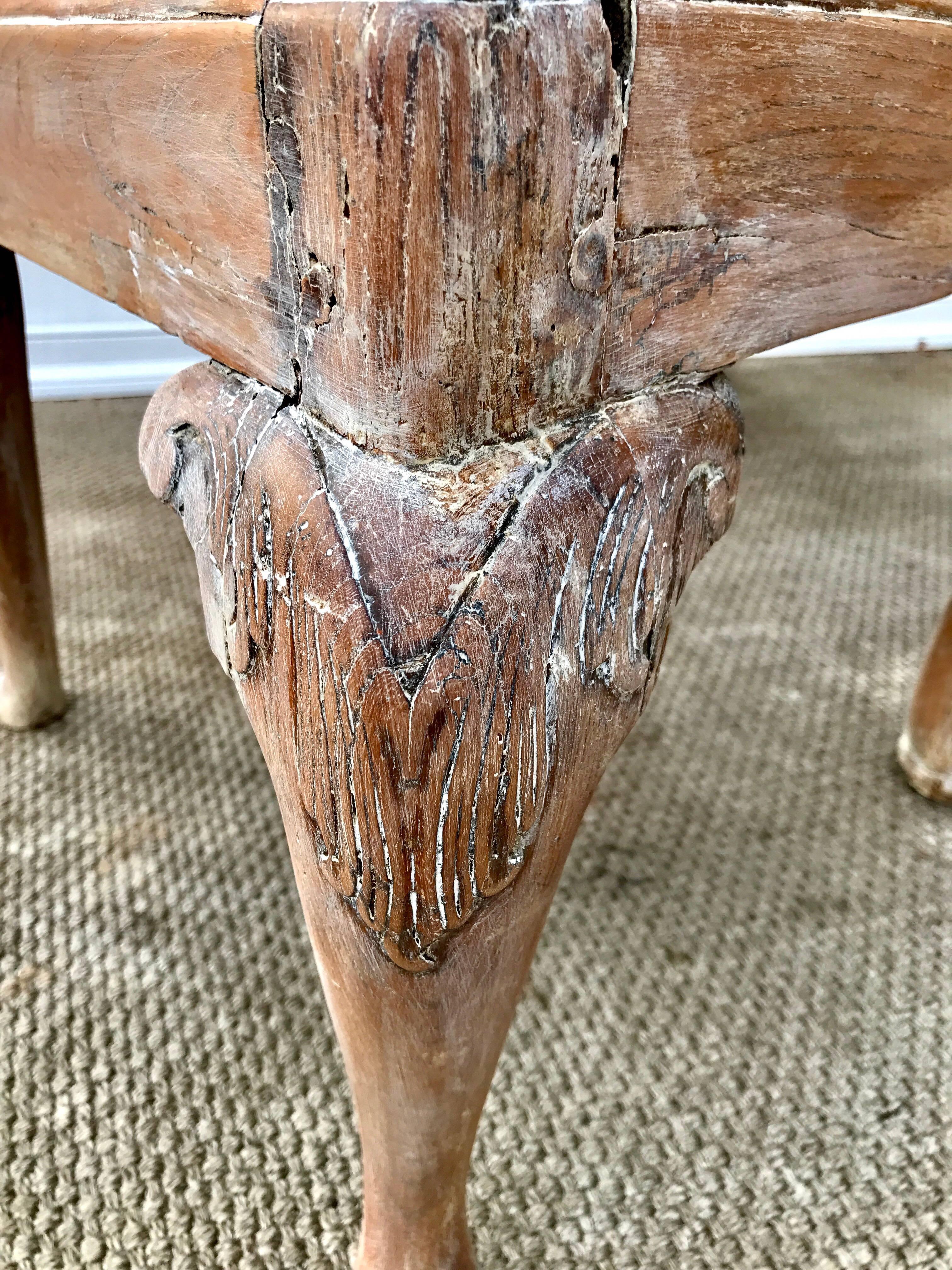 English 18th Century Queen Anne Side Chair Having a Bleached and Pickled Finish