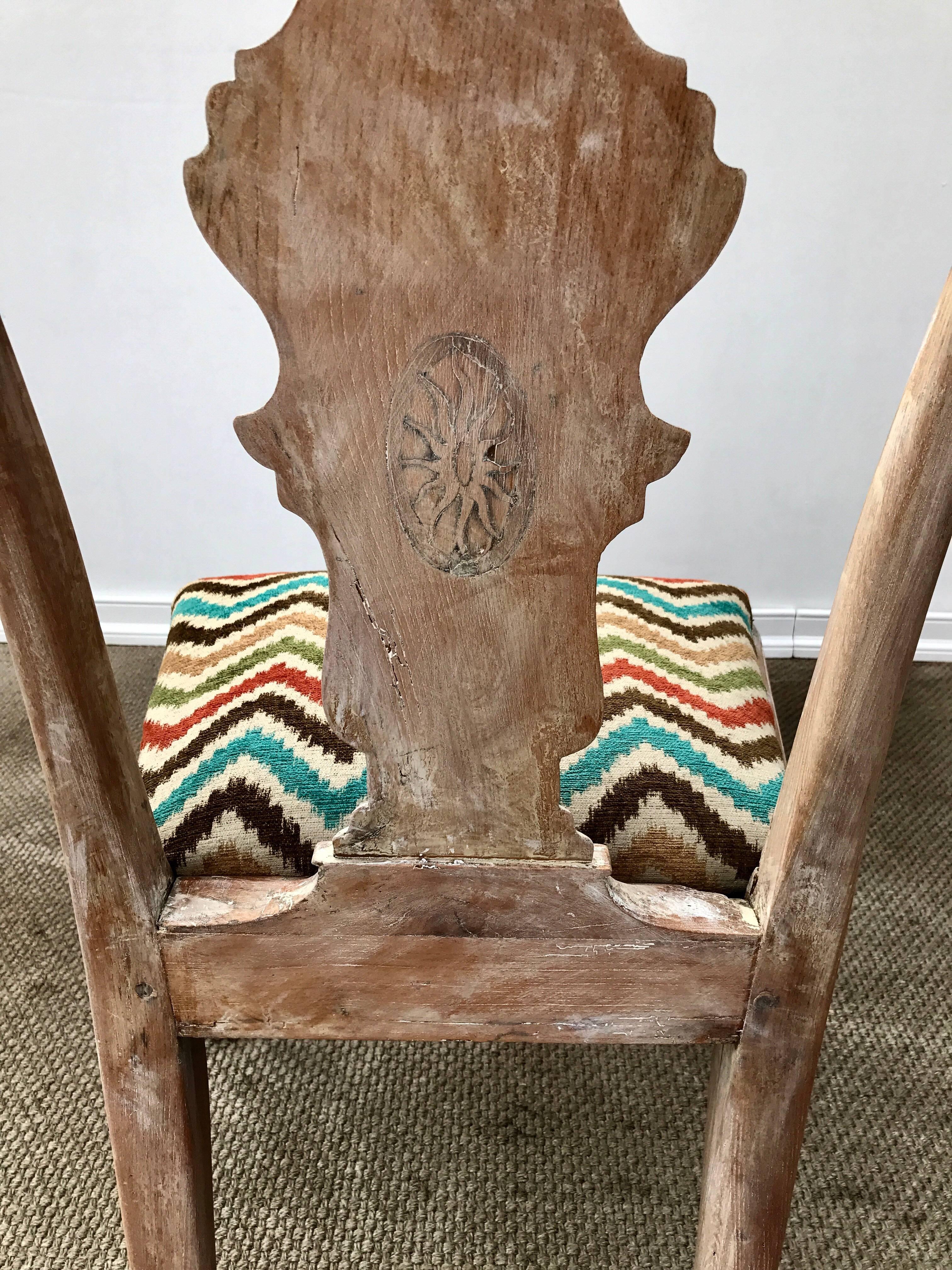 Elm 18th Century Queen Anne Side Chair Having a Bleached and Pickled Finish