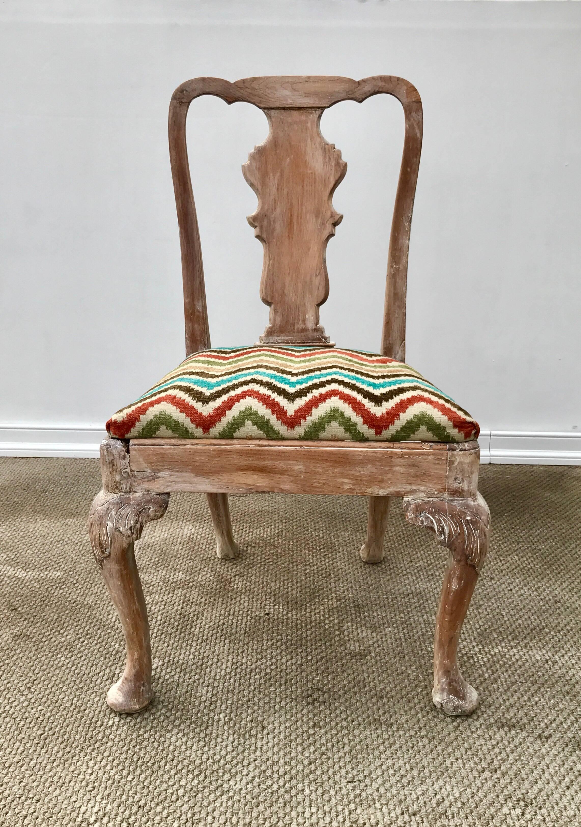 18th Century Queen Anne Side Chair Having a Bleached and Pickled Finish 2