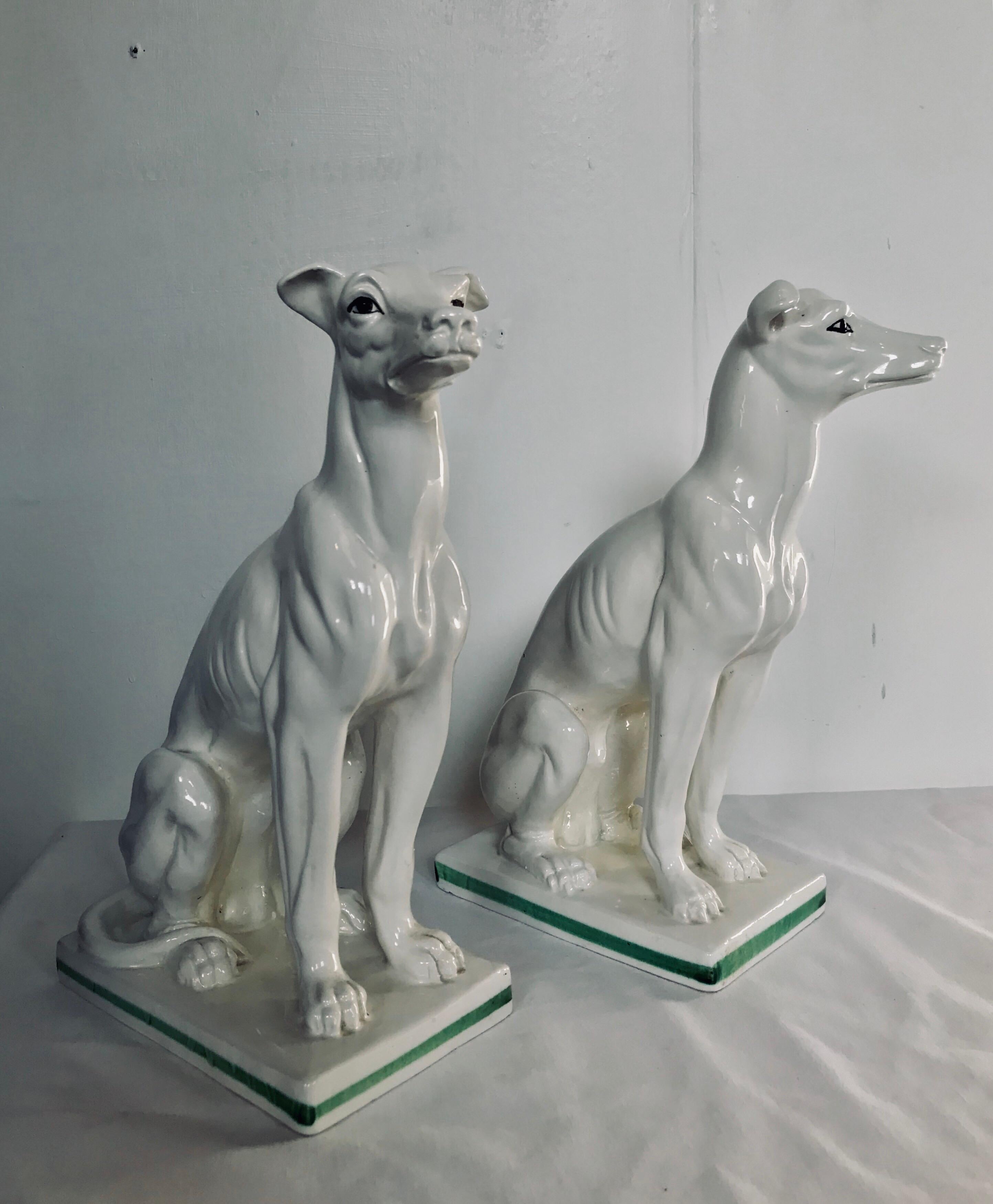 20th Century Blanc de Chine Italian Greyhounds, a Pair