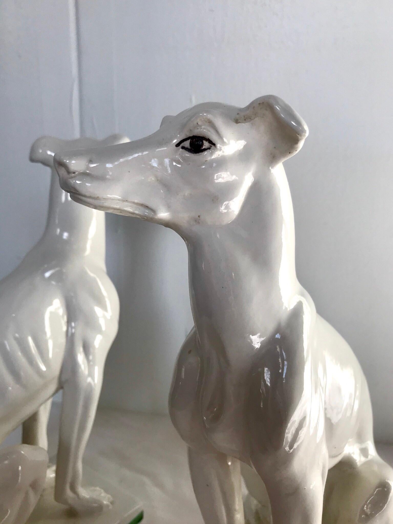 Glazed Blanc de Chine Italian Greyhounds, a Pair