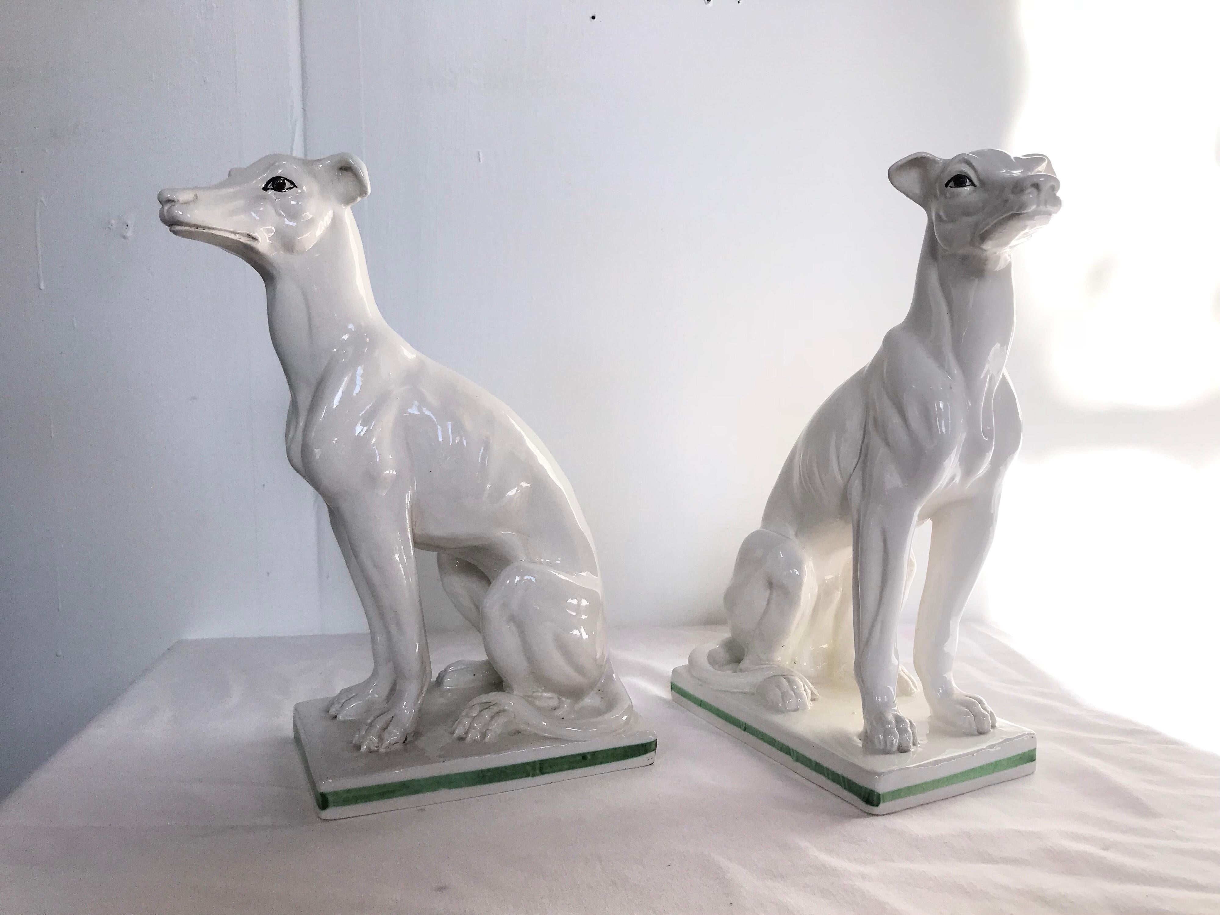 Ceramic Blanc de Chine Italian Greyhounds, a Pair