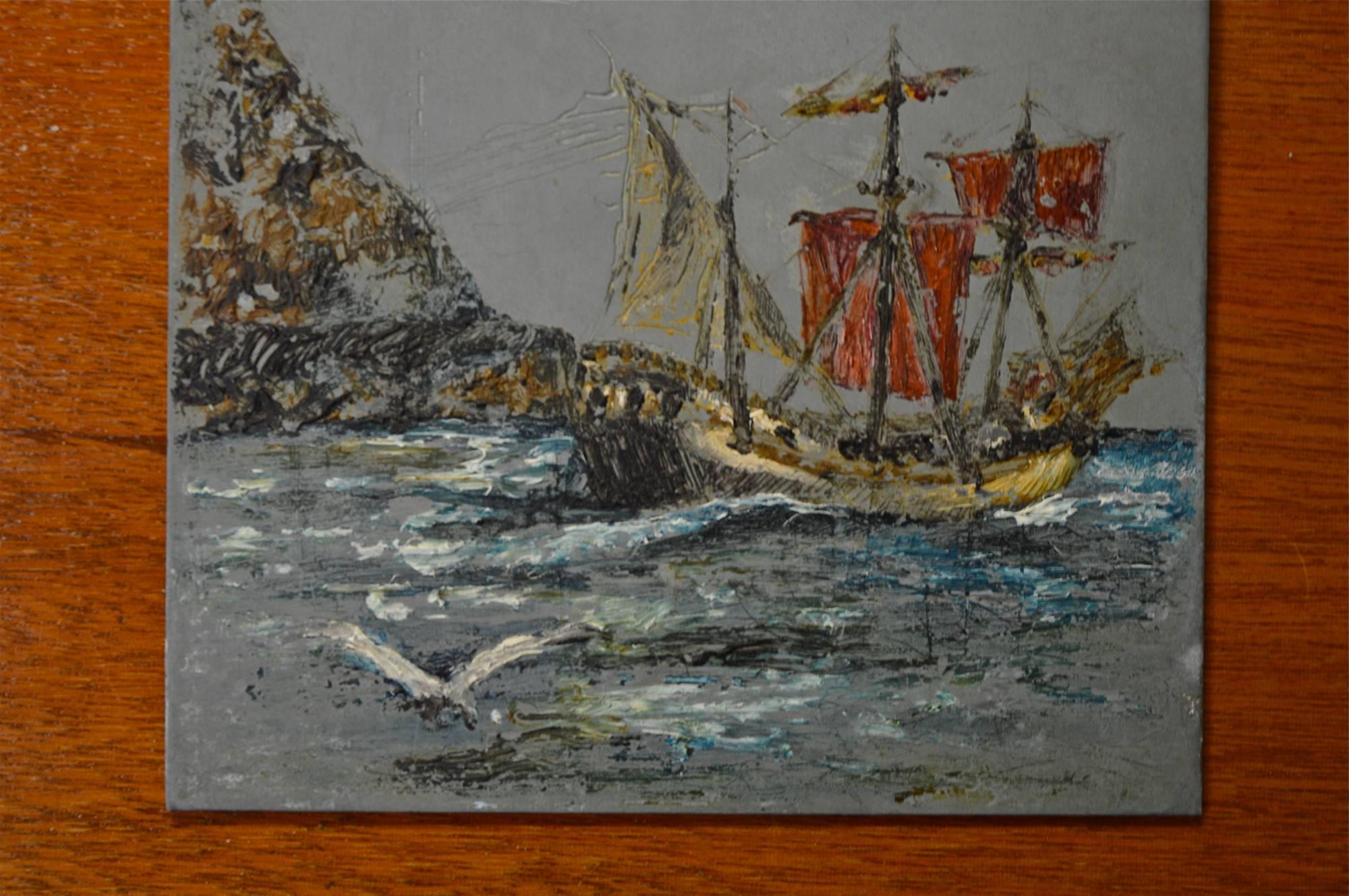 Folk Art Painting of a Ship In Good Condition In Charlottesville, VA