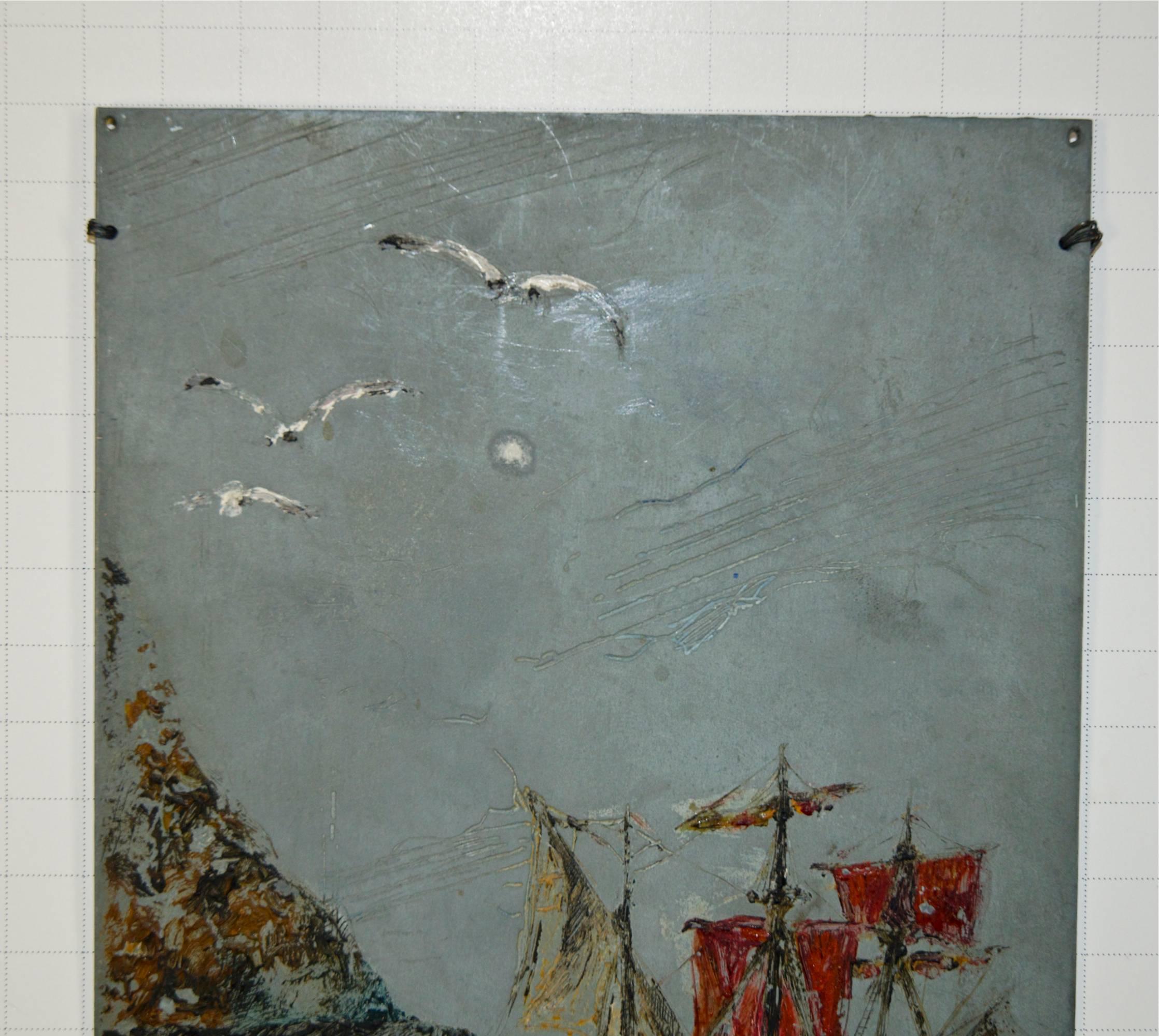 Folk Art Painting of a Ship 1