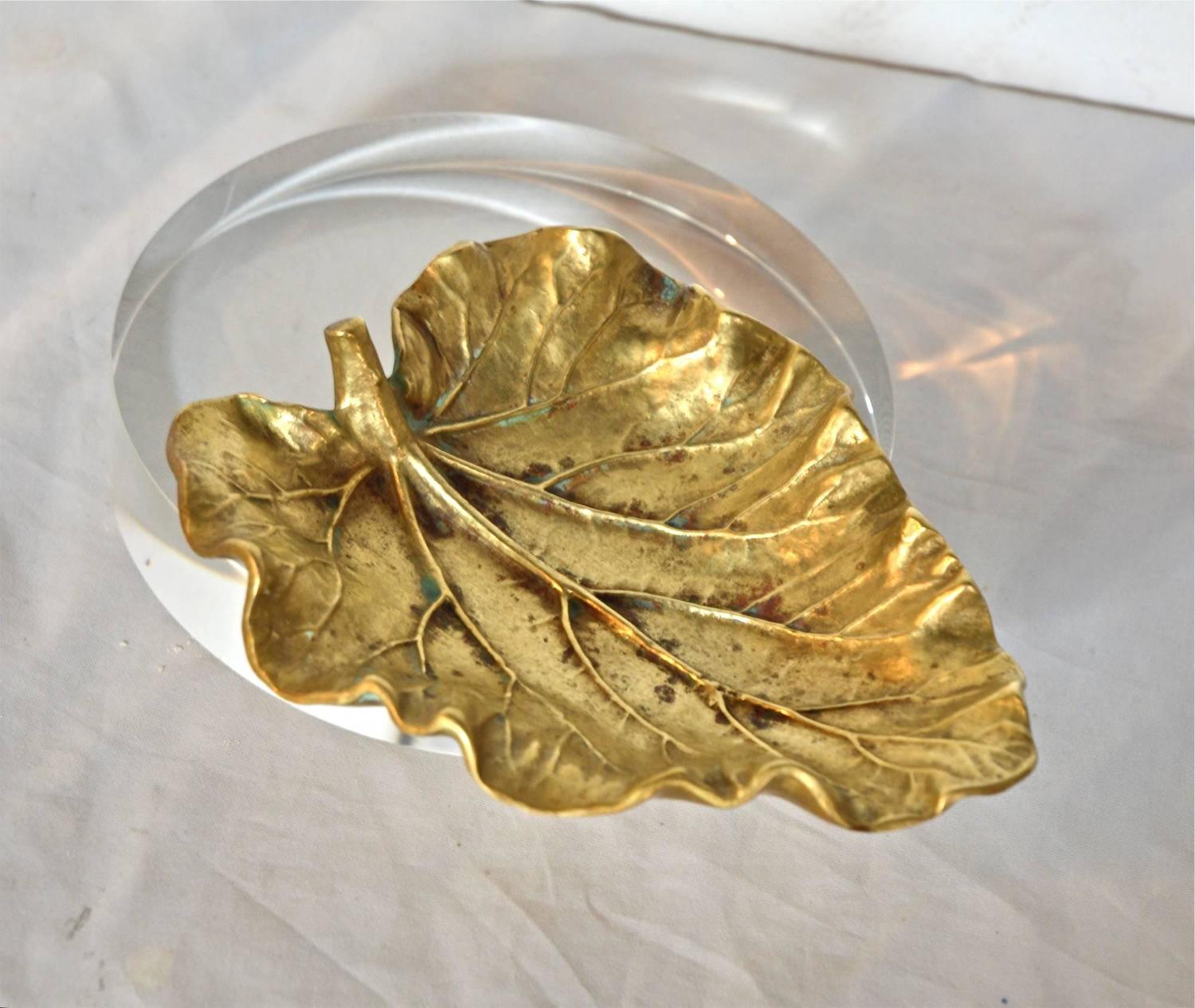 Brass Leaf Dish by Virginia Metalcrafters at 1stdibs