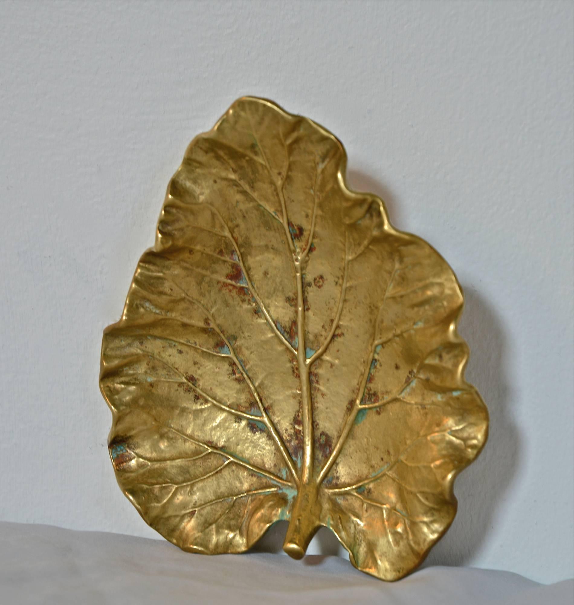 Cast Brass Leaf Dish by Virginia Metalcrafters