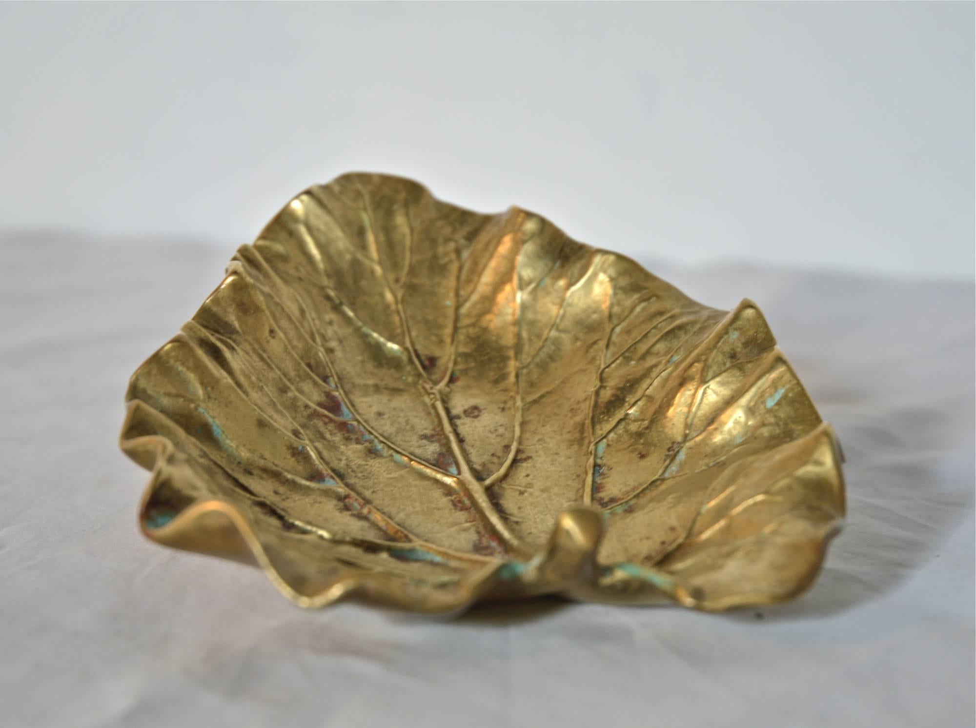 American Brass Leaf Dish by Virginia Metalcrafters