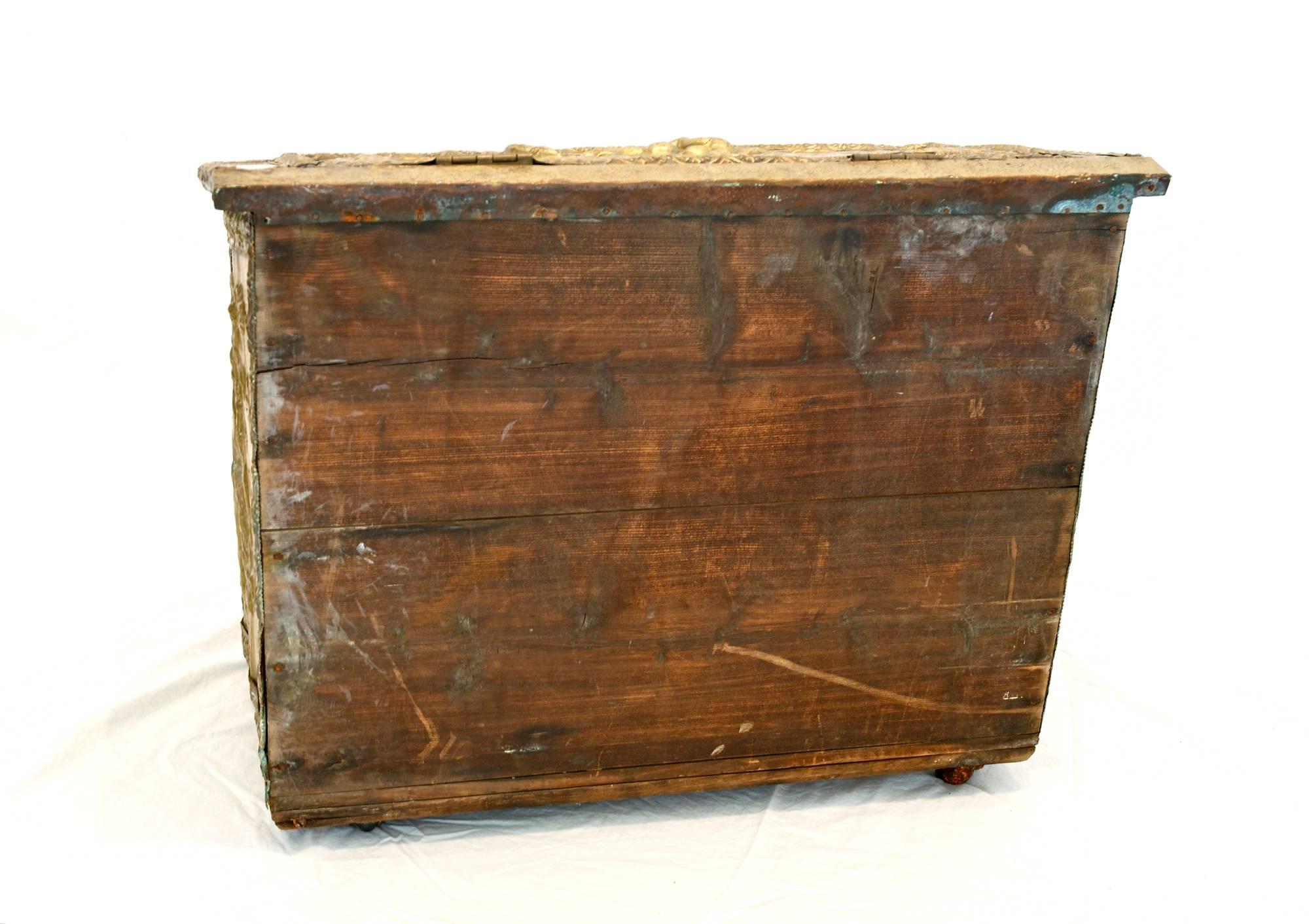 Repoussé Brass Repoussé Firewood Box