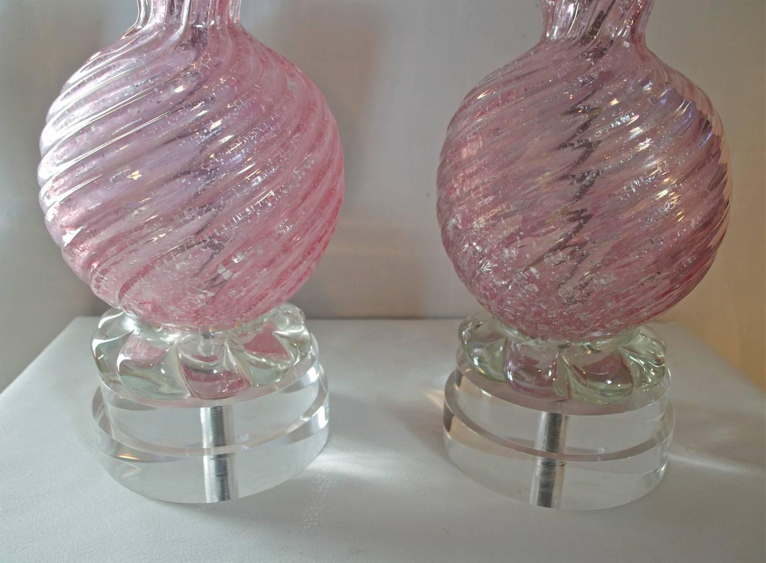 Italian Murano Lamps in Bubble Gum Pink For Sale at 1stdibs