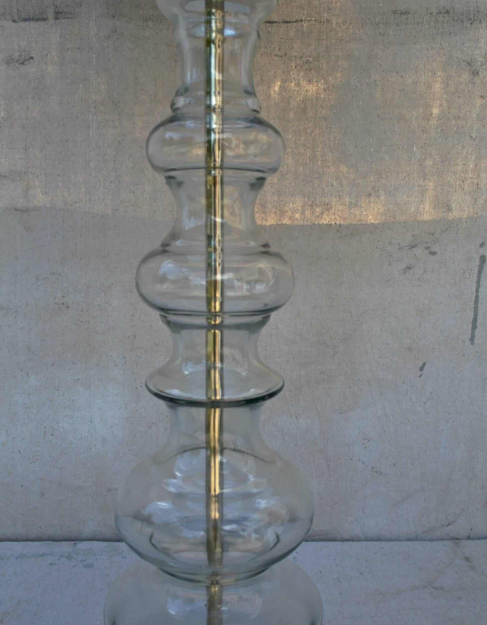 Mid-Century Modern Clear Glass Lamp of Large-Scale For Sale