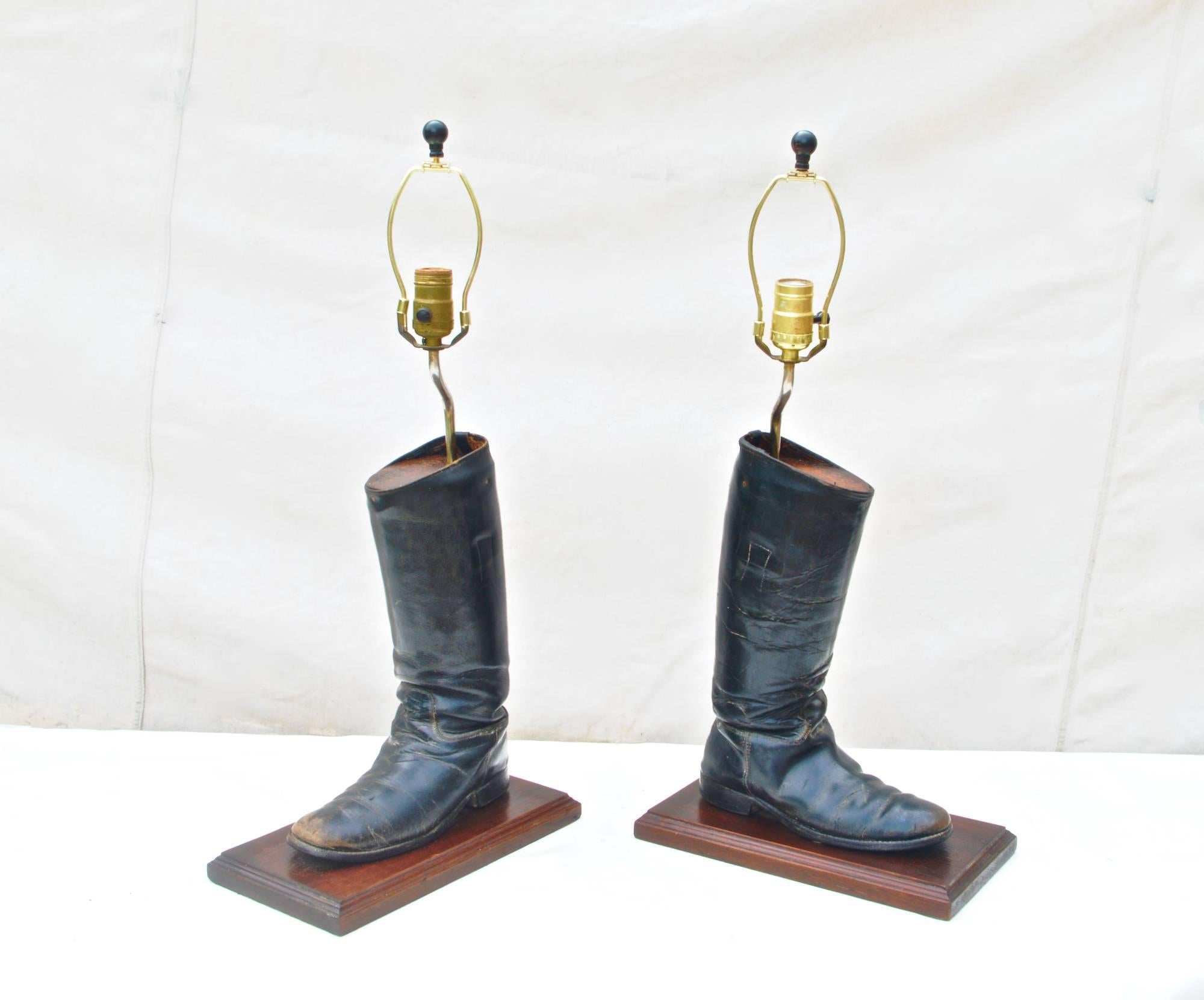 Leather Riding Boots Lamps In Good Condition In Charlottesville, VA