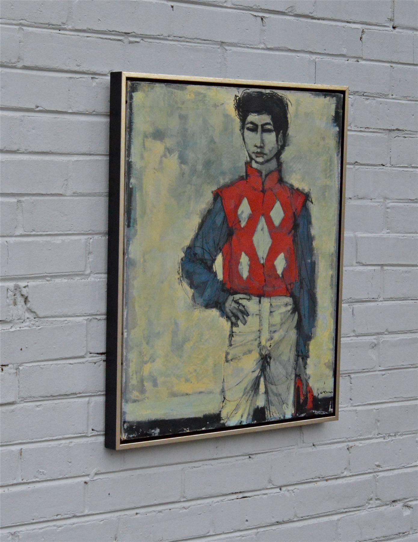 Mid-Century Modern Painting of a Proud Jockey by Larry Cabaniss
