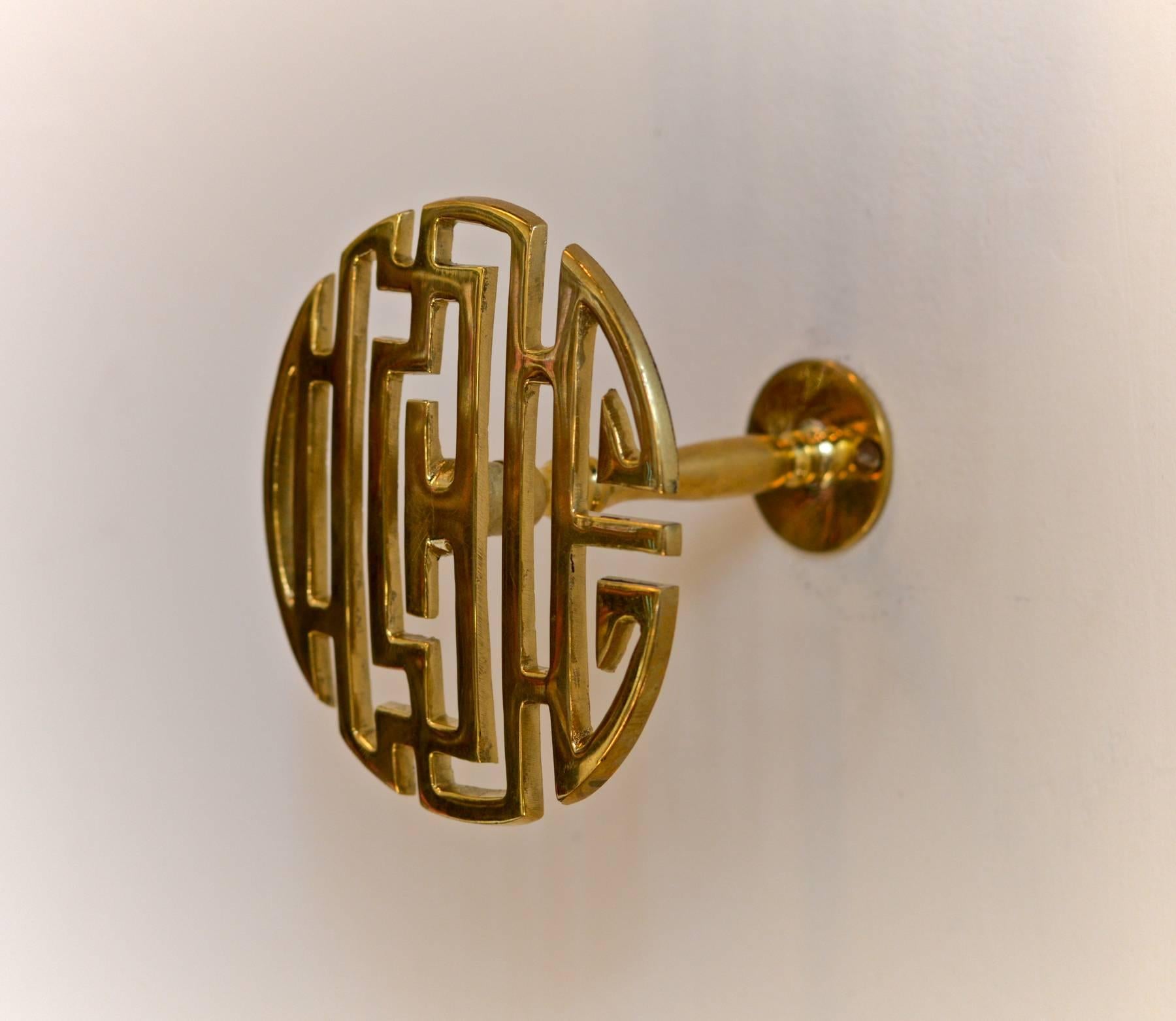 American Brass Tiebacks in the Chinese Chippendale Taste For Sale