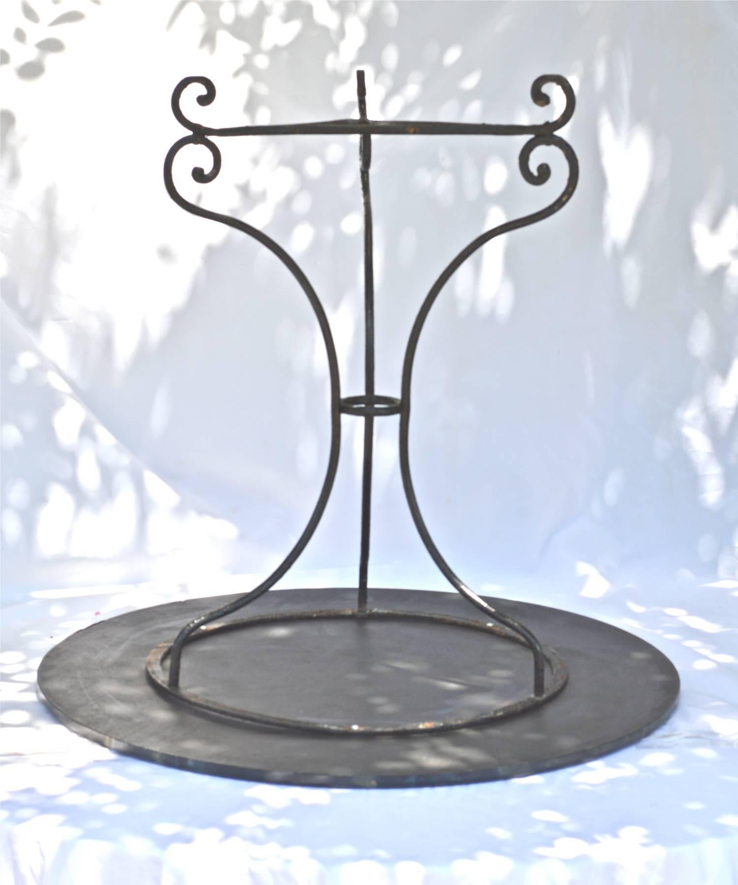 20th Century French Bistro Table with Faux Marble Top For Sale