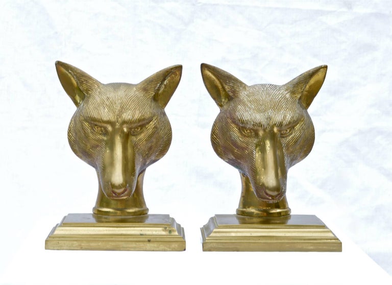Finely Cast Brass Fox Bookends at 1stDibs