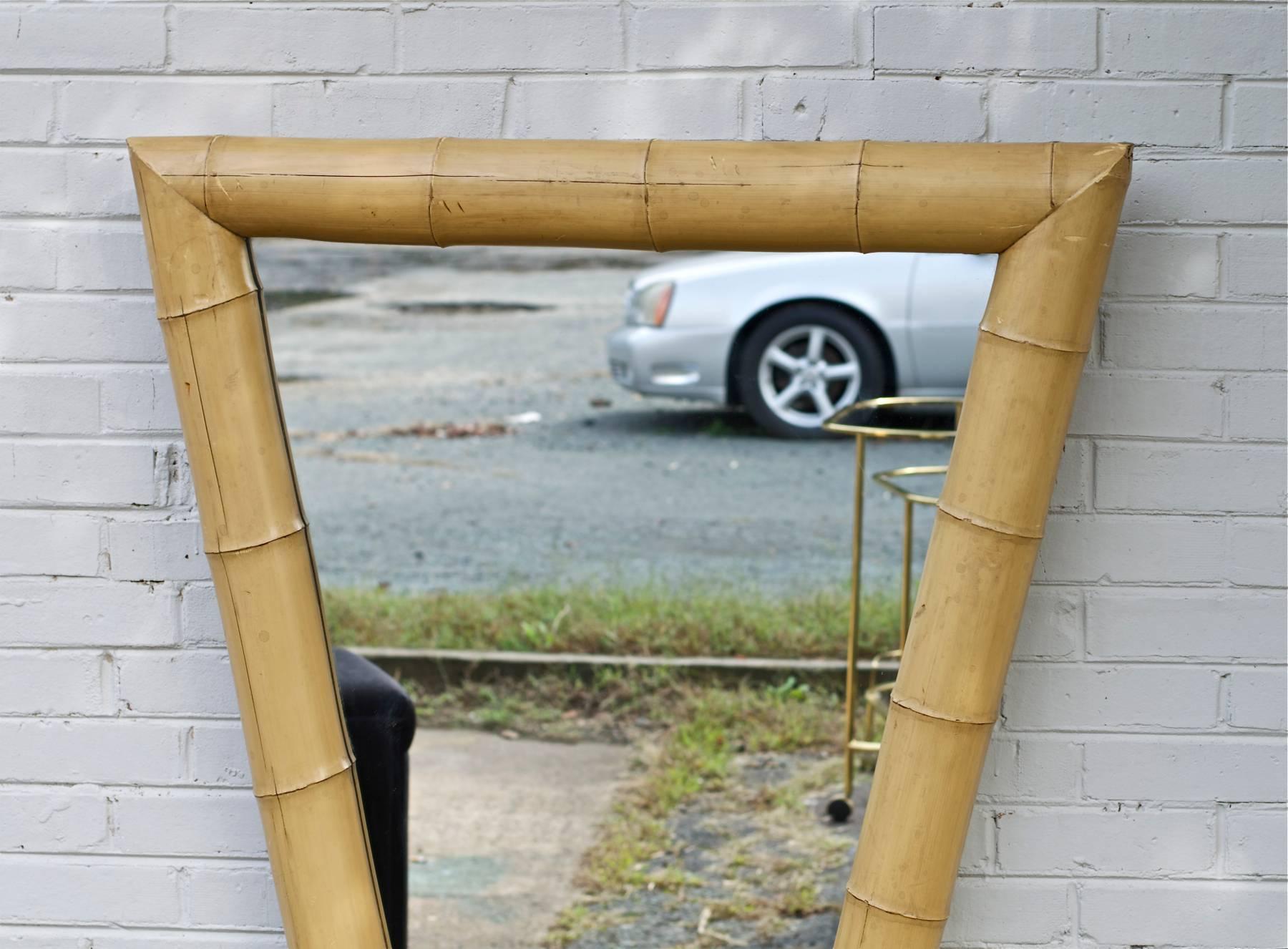 20th Century Vintage Bamboo Form Mirror In The Hollywood Regency Taste