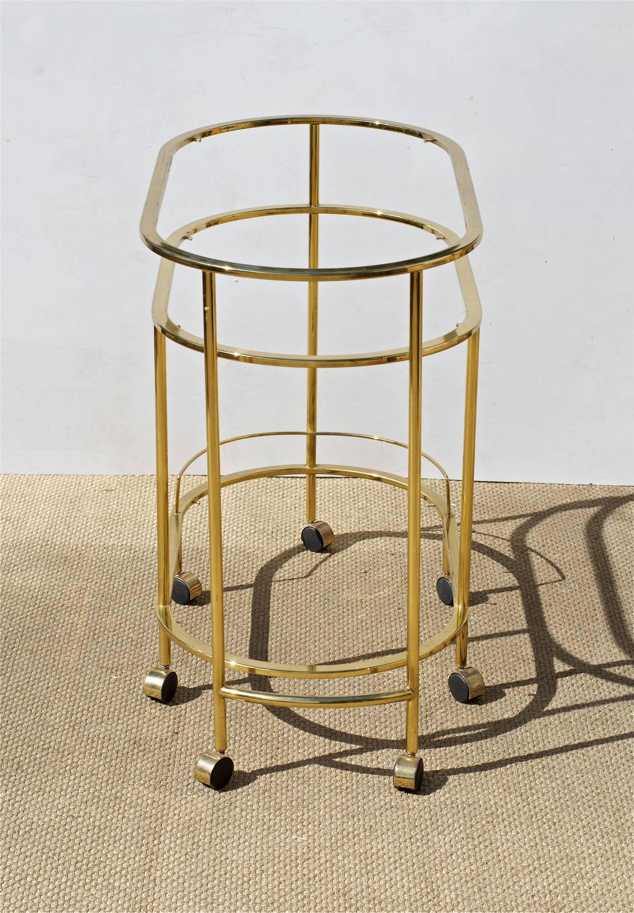 American Brass and Glass Bar Cart in the Manner of Springer