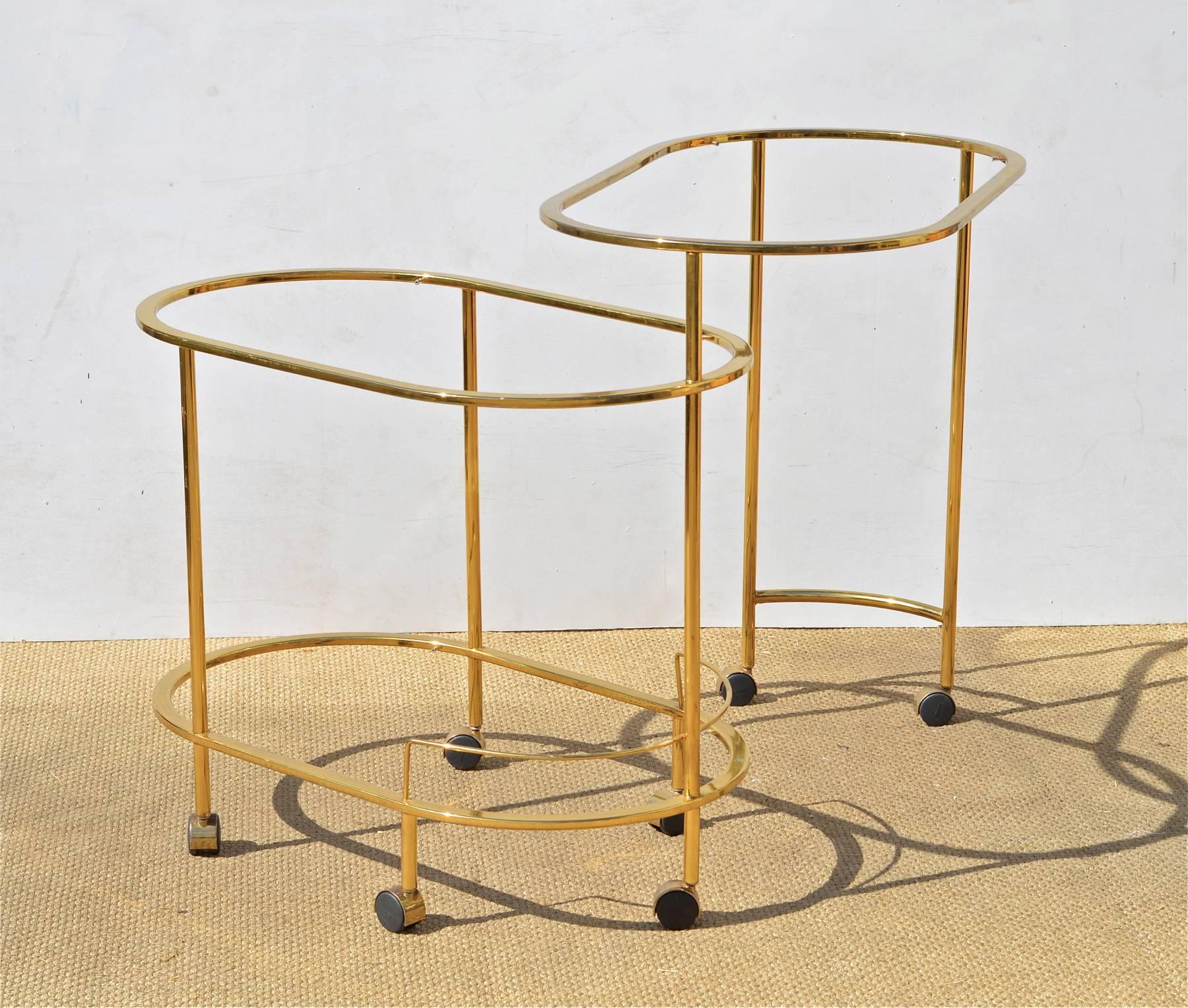 Brass and Glass Bar Cart in the Manner of Springer 2