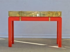 Brass Campaign Style Console in the Manner of Springer