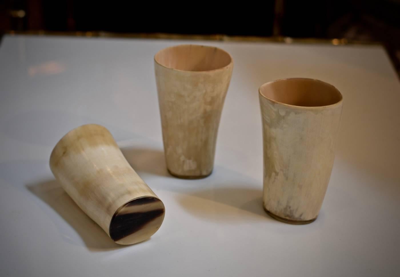 Rustic Horn Stirrup Cups, Set of Three