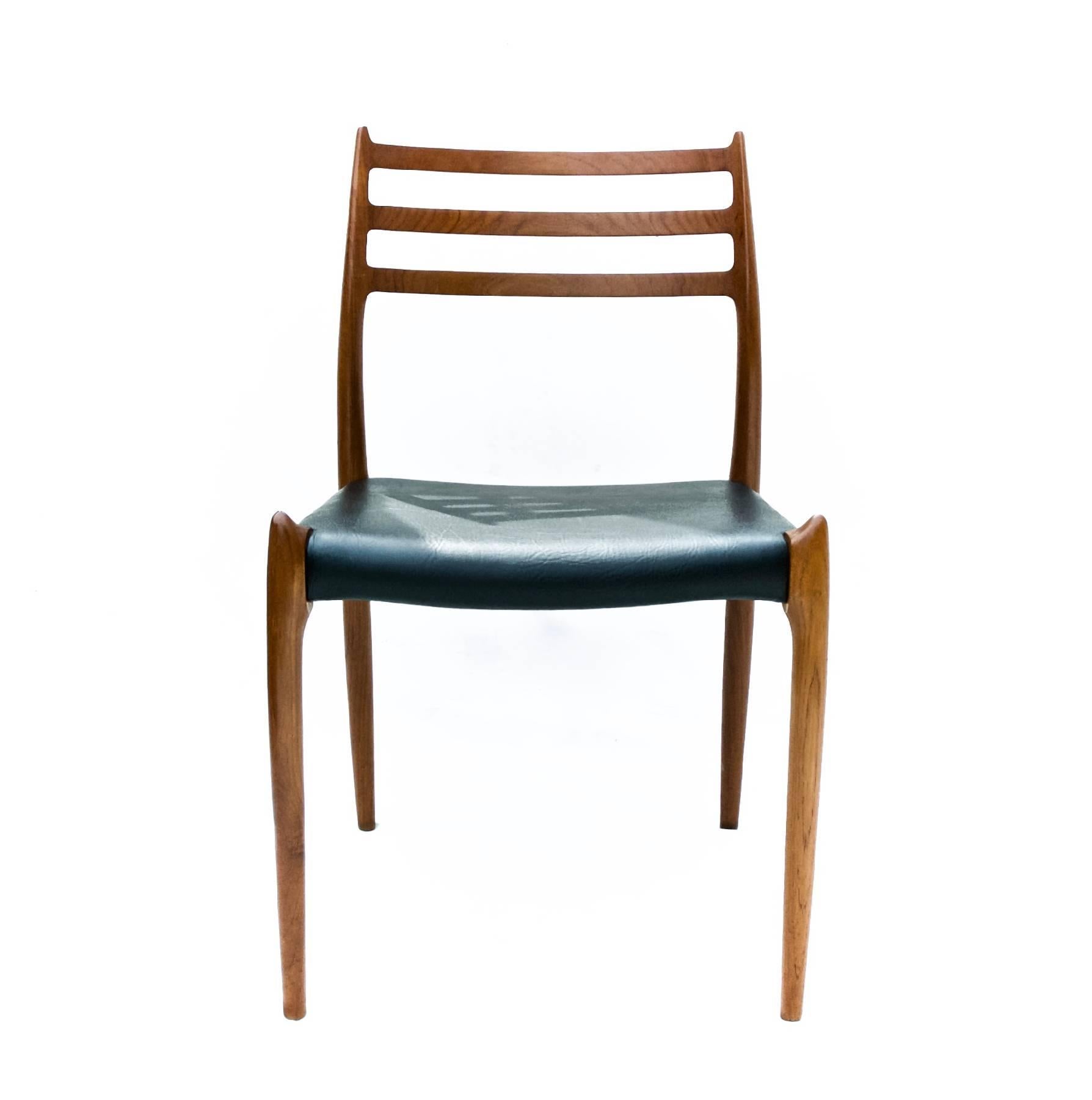 Mid-Century Modern N.O. Moller Model 78 Danish Modern Dining Chairs in Teak, Pair For Sale