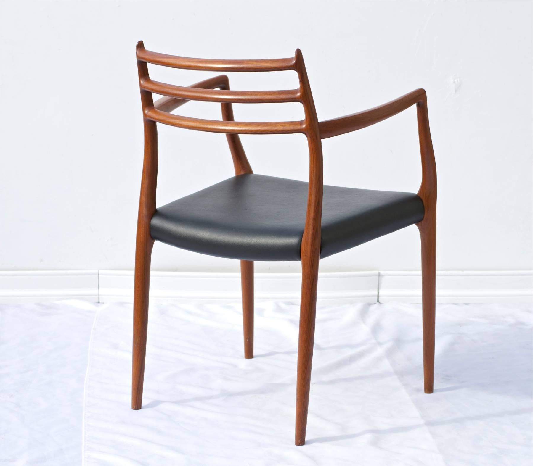 Hand-Crafted N.O. Moller Model 62 Danish Modern Dining Chairs of Teak, Pair