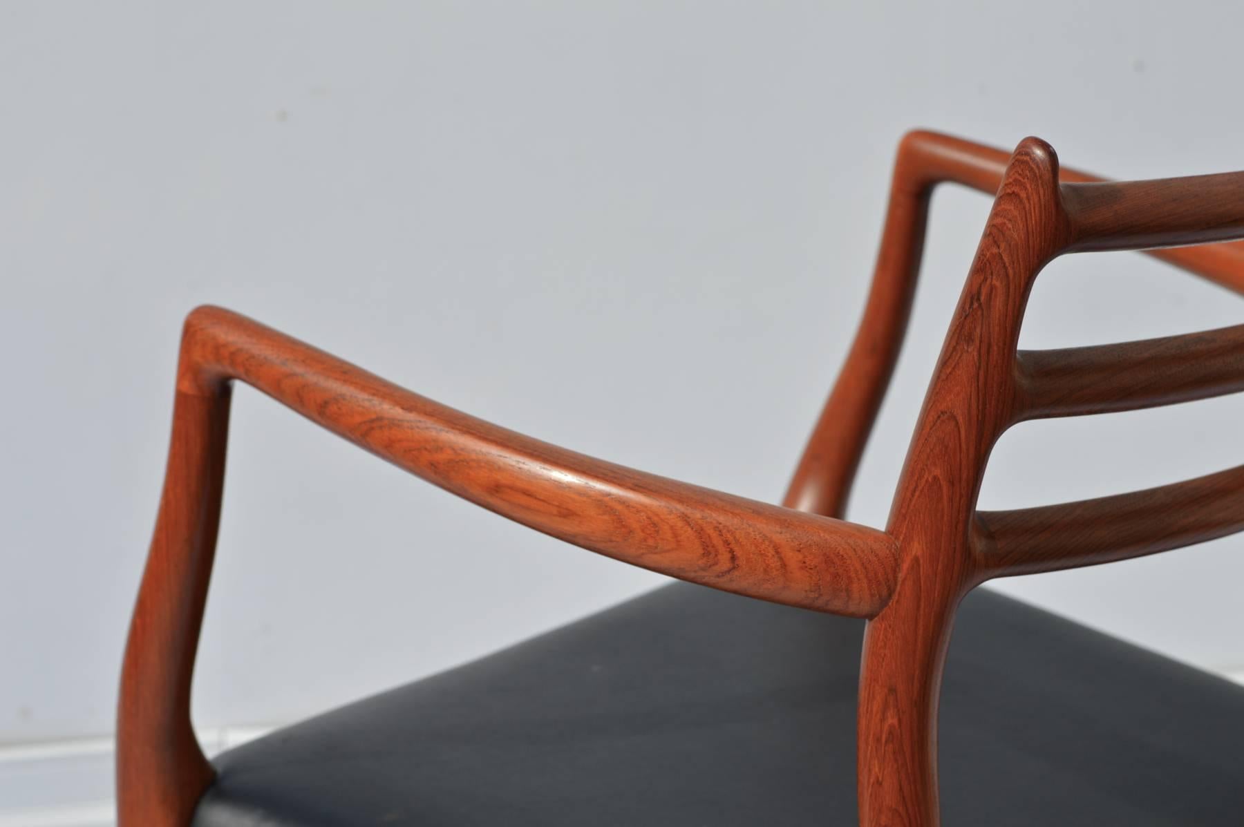 20th Century N.O. Moller Model 62 Danish Modern Dining Chairs of Teak, Pair
