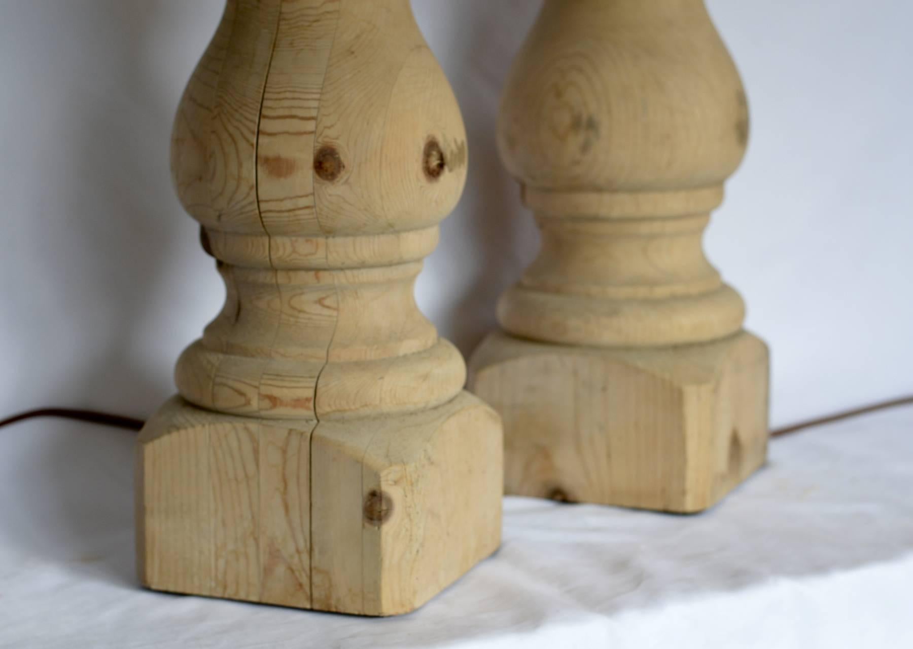  Pine Architectural Table Lamps, Pair 2