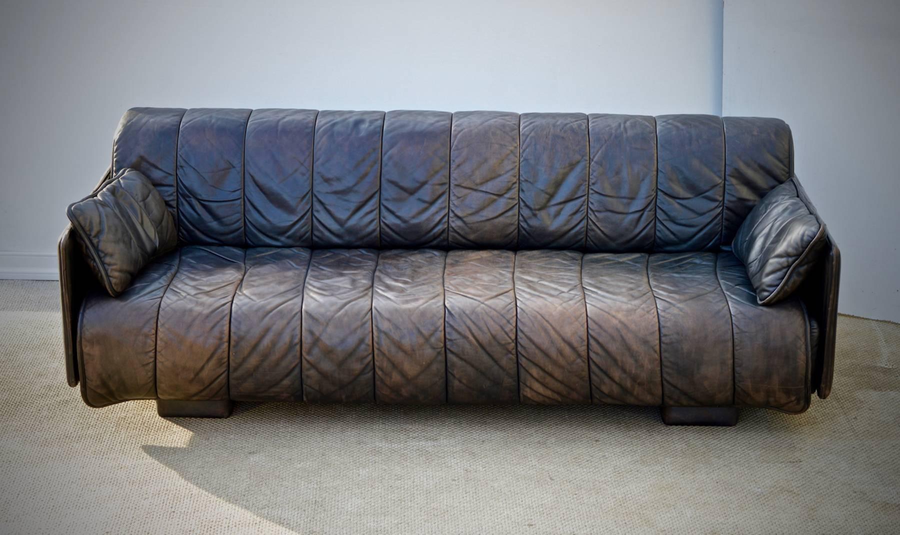 Swedish Vintage De Sede Sofa in a Patinated Brown Leather