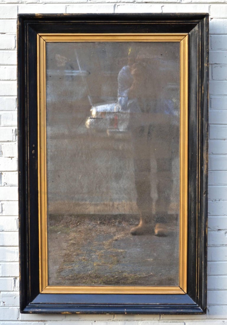 Black And Gold Antique Mirror With Patinated Looking Glass At 1stdibs A Late 19th Century American Mirror With Vintage Ebonized Finish And Heavily Patinated