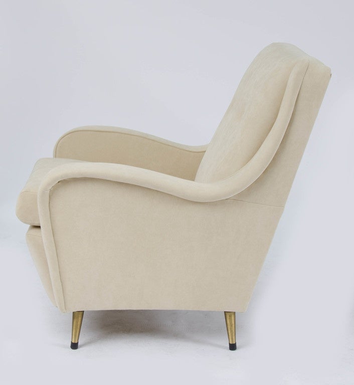 Italian Pair of Curved Armchairs