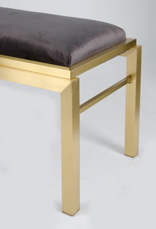 1970s Gold Brushed Metal Long Stool